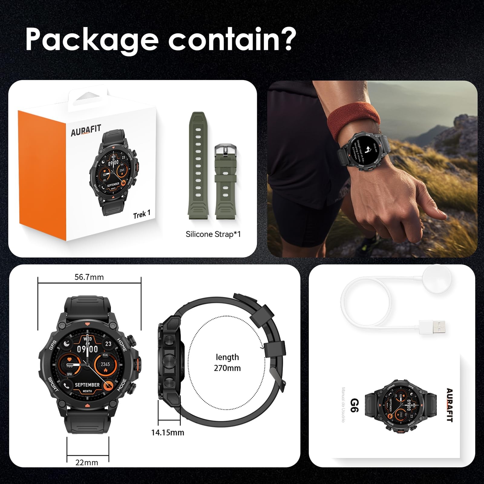for Men Women with GPS Fitness Tracker 1.43 AMOLED Screen, 5ATM Waterproof, 4…