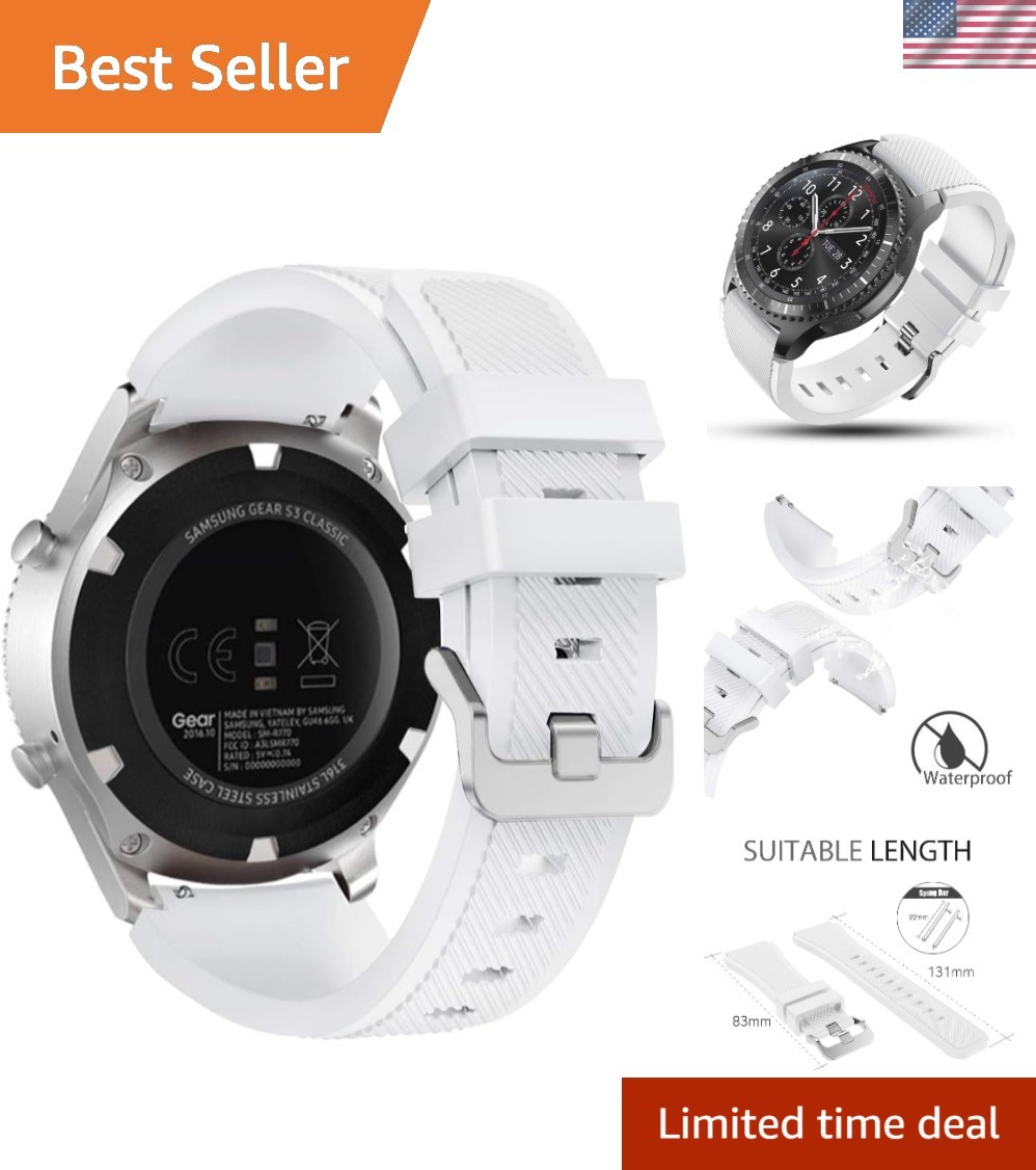 Adjustable White Silicone Sport Band for Galaxy Watch & Gear S3 – Quick Release