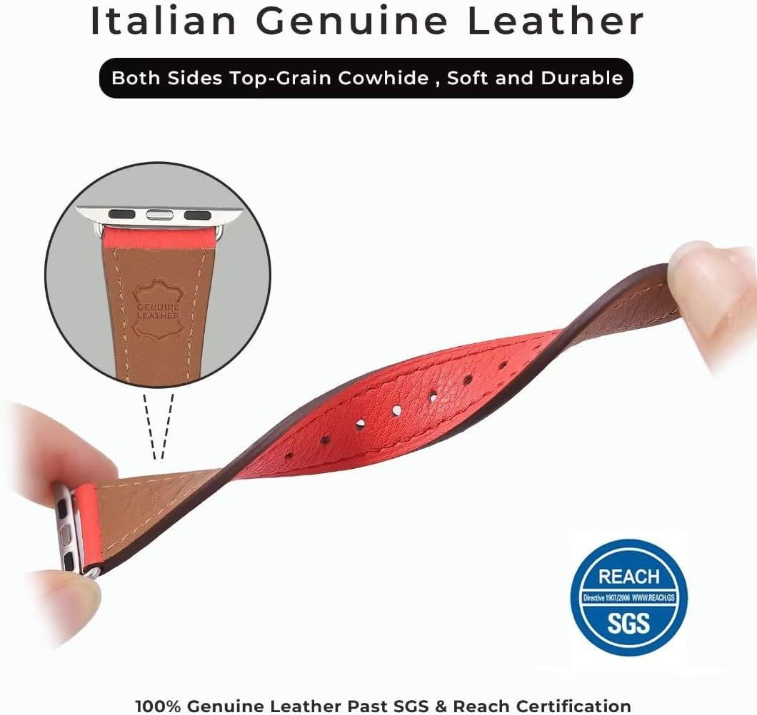 Genuine Leather Strap Compatible with Apple Watch Series 1-11 42mm 44mm