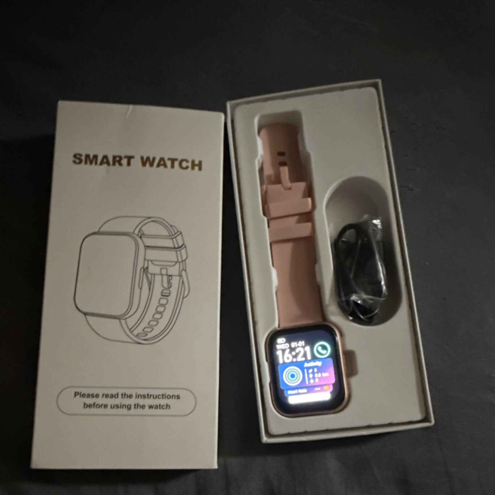 M91 Smart Watch Fitness Tracker Touch Screen Pink Silicone Band iOS Android