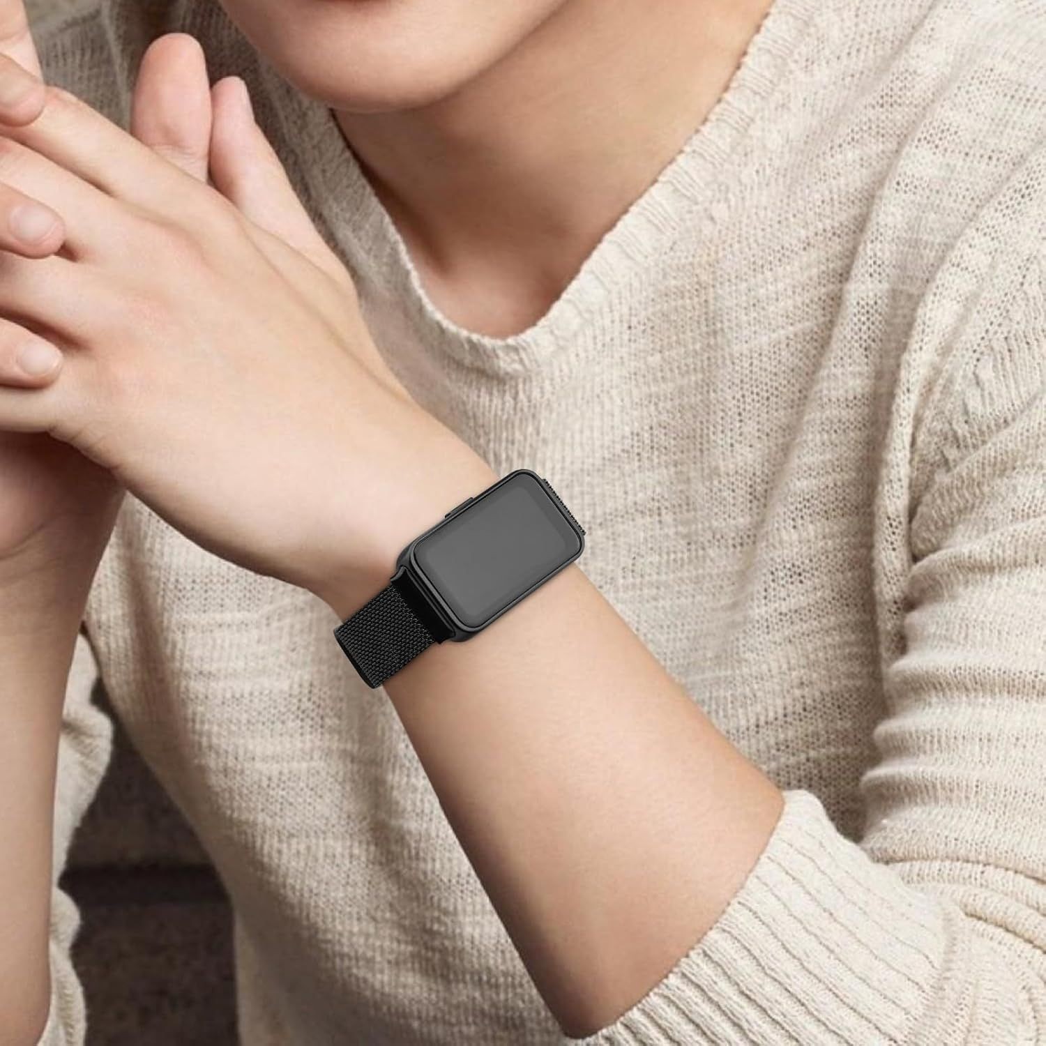 Black Stainless Steel Replacement Band for Samsung Galaxy Fit 3 20mm Smartwatch