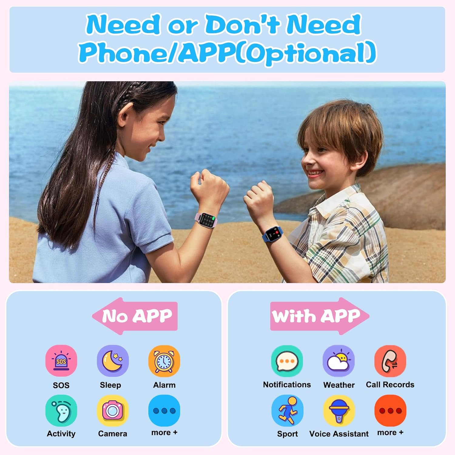 Smart Watch for Kids, 1.85″ Fitness Tracker with Heart Rate, Sleep Monitor