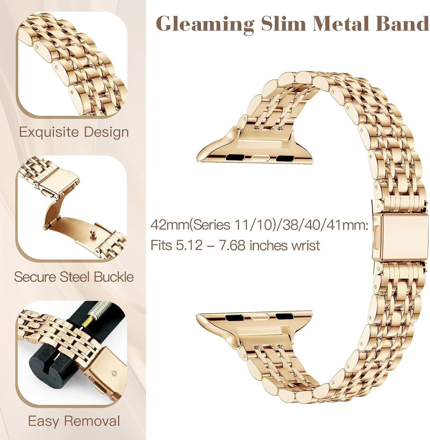 Only Case For Apple Watch Series SE 6 5 4 40mm Metal Slim Dressy Band Gold