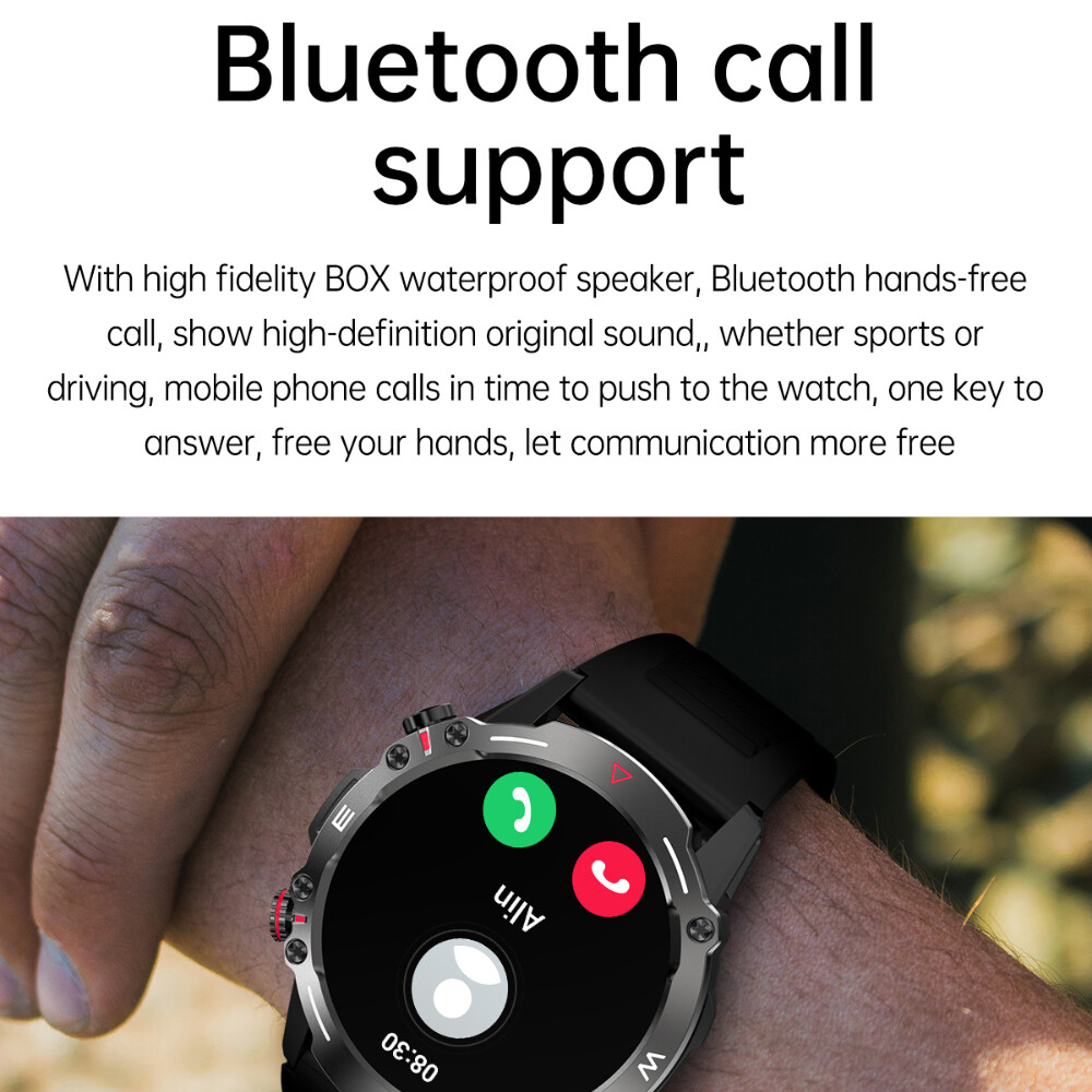 2025 Military AMOLED Smart Watch Bluetooth Call NFC Rugged Sport Fitness Tracker