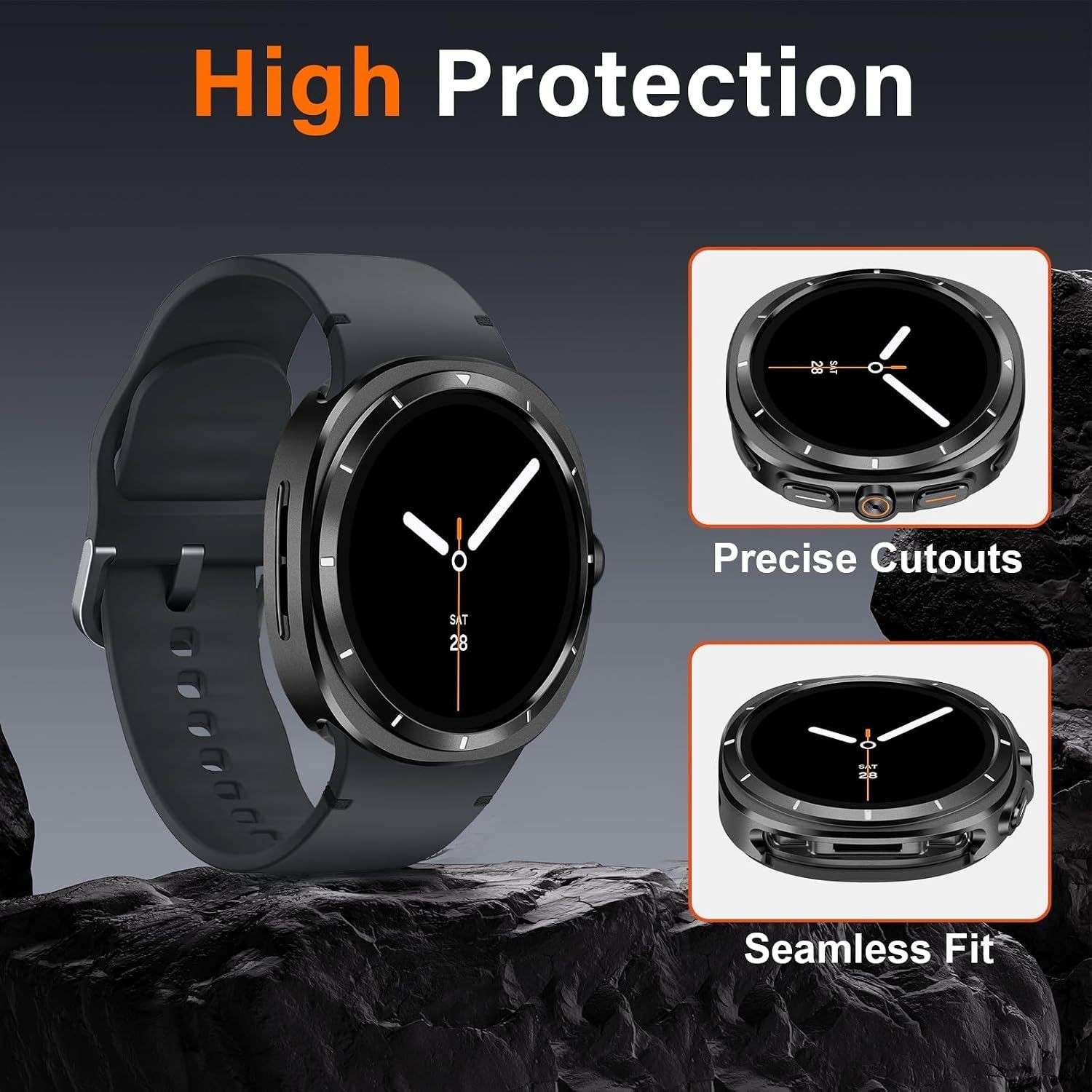 Rugged Case for Galaxy Watch 8 44mm, Ultra Thin Shockproof Protective Cover