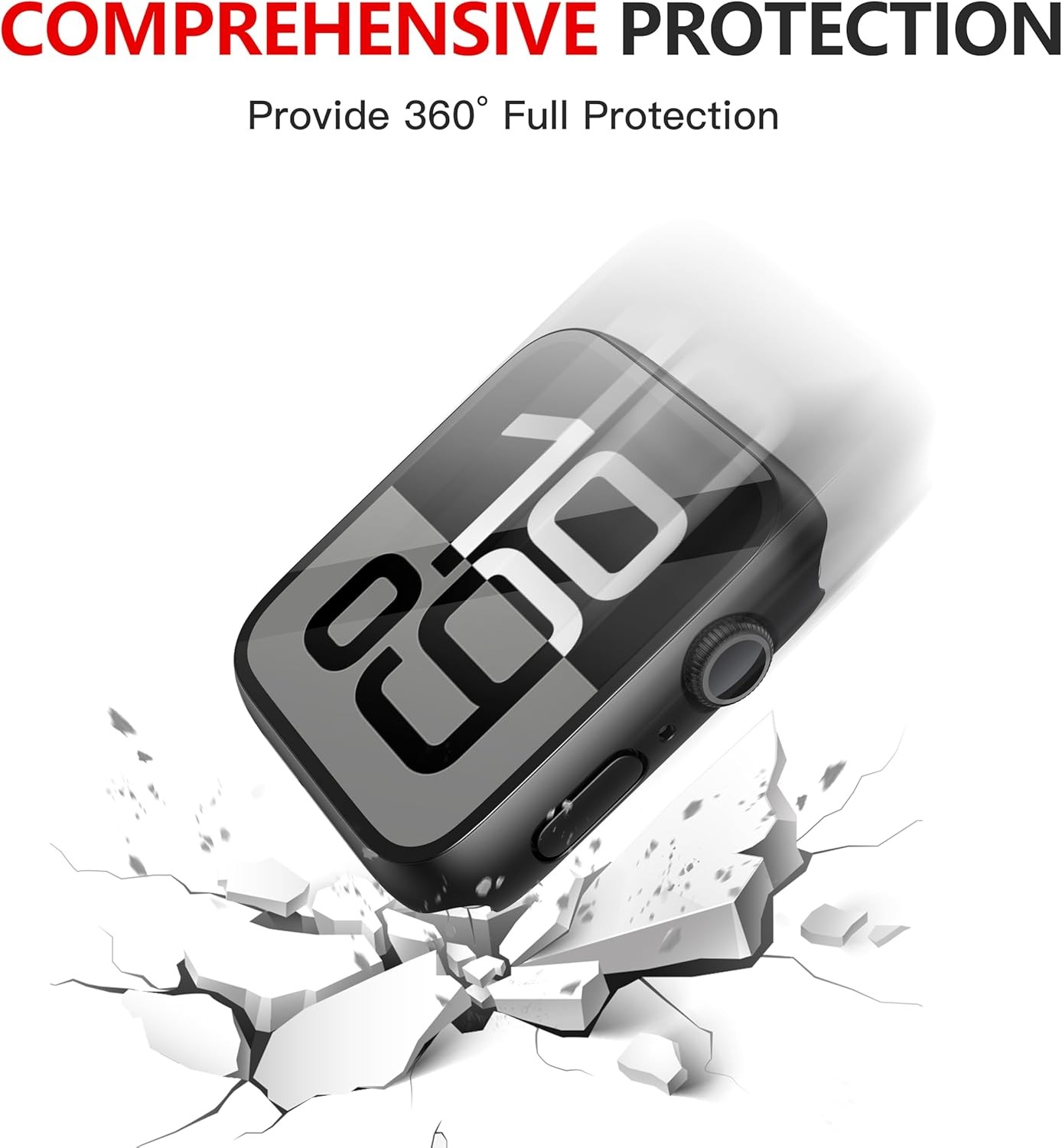 2 Pack Waterproof Hard Case with Tempered Glass for Apple Watch 42mm Anti-Fall