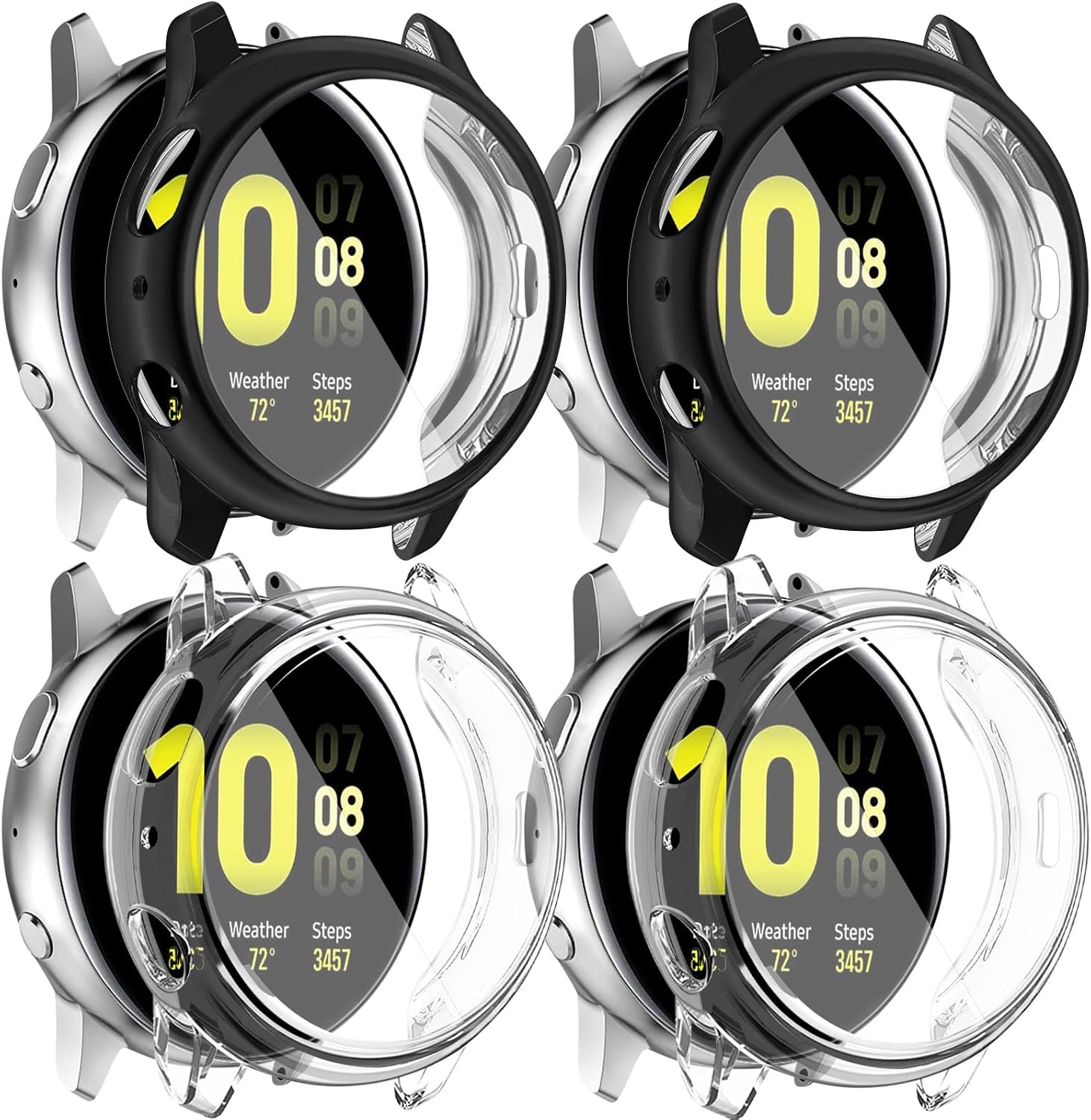 4 Pack Soft TPU Screen Protector Case for Samsung Galaxy Watch Active 2 44mm