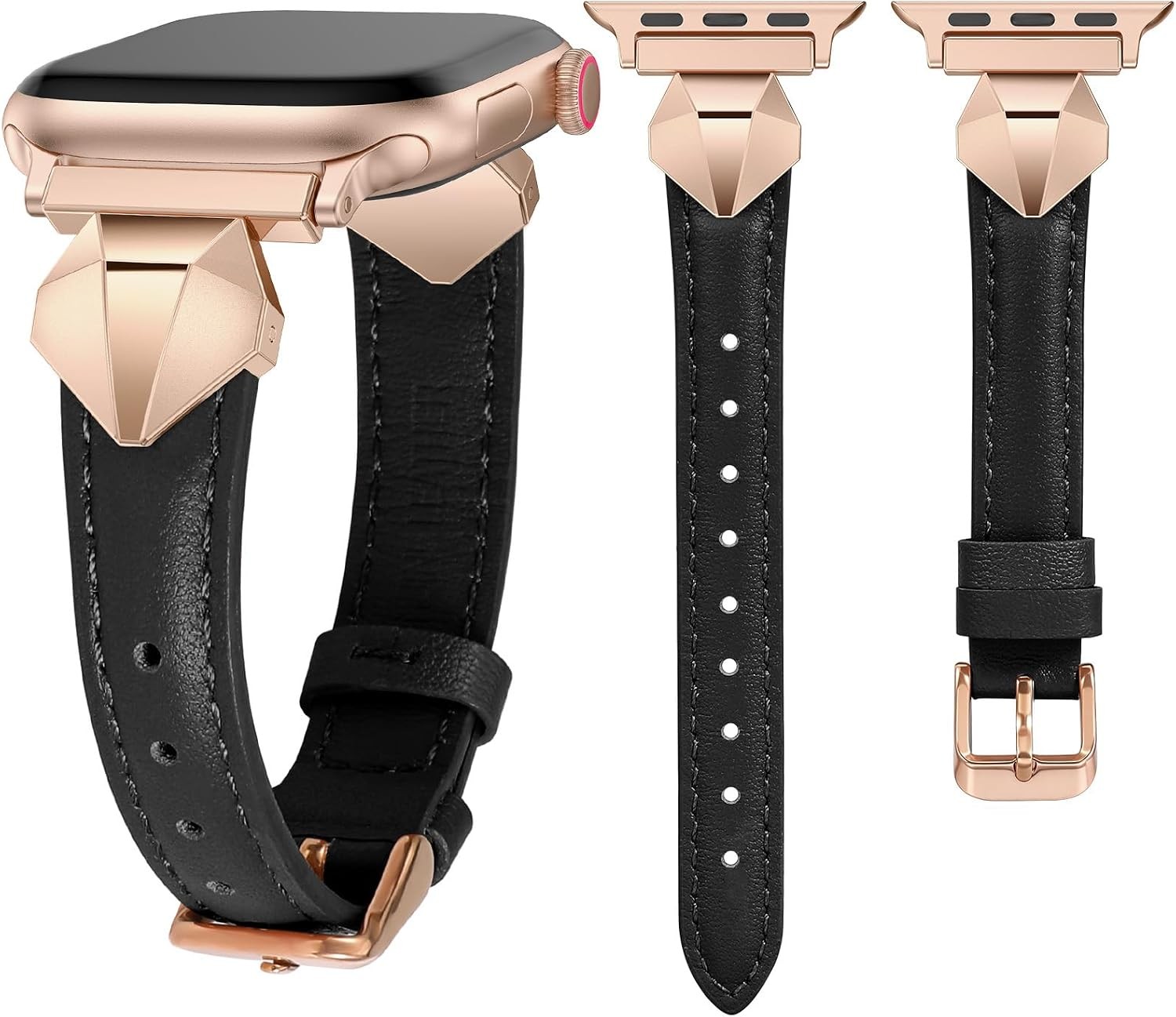 Slim Leather Strap Compatible with Apple Watch Series 7 41mm Dressy Thin