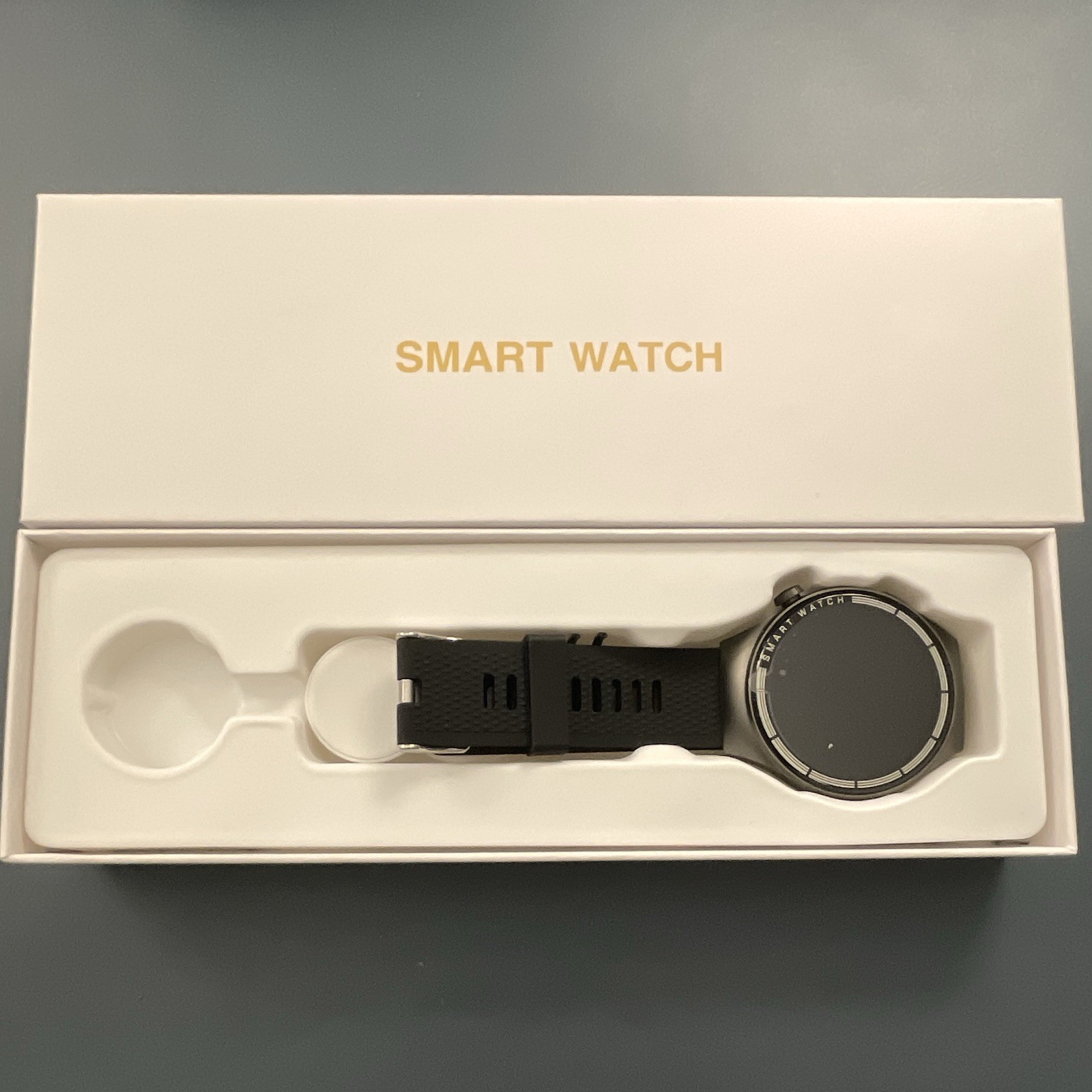 MQ9 Smart Watch 1.45in Black Metal Case, Silicone Band, Waterproof Bluetooth