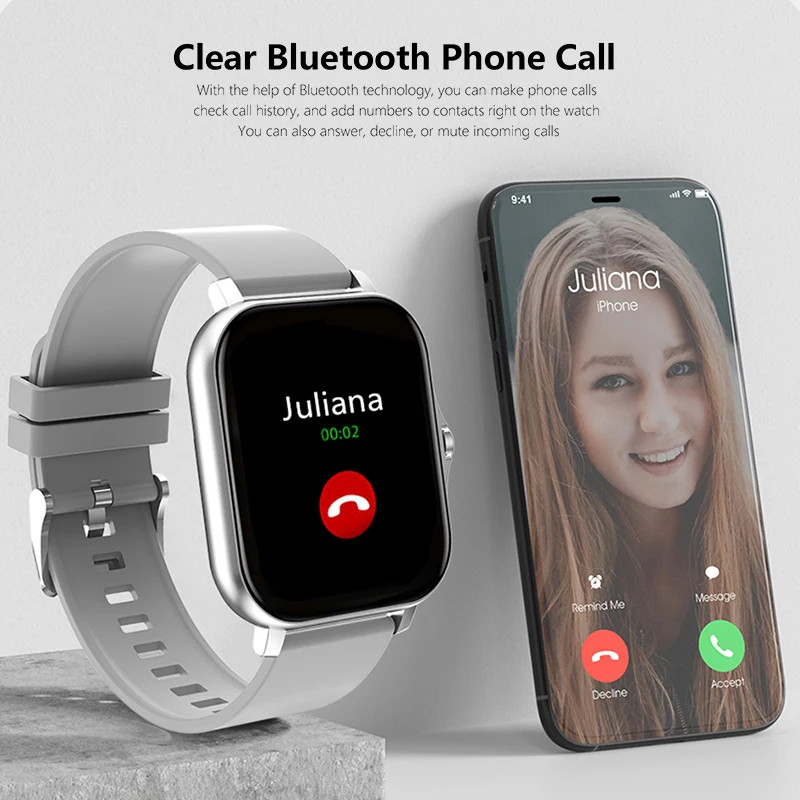 1.83” Sport Smart Watch Fitness Clock Health Monitor Waterproof Smartwatch Wire
