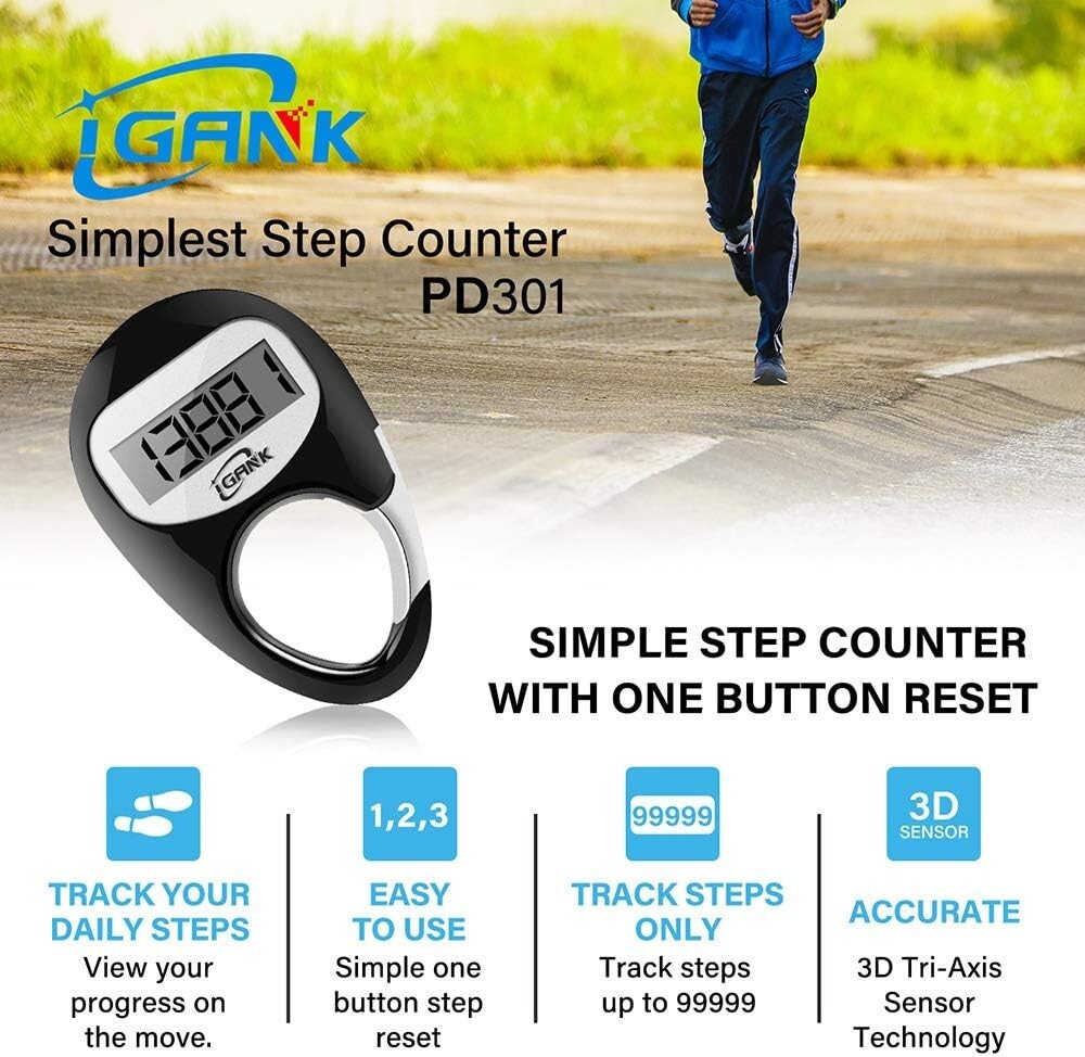Accurate 3D Walking Step Counter – Convenient Clip-On Design – PD301 Pedometer