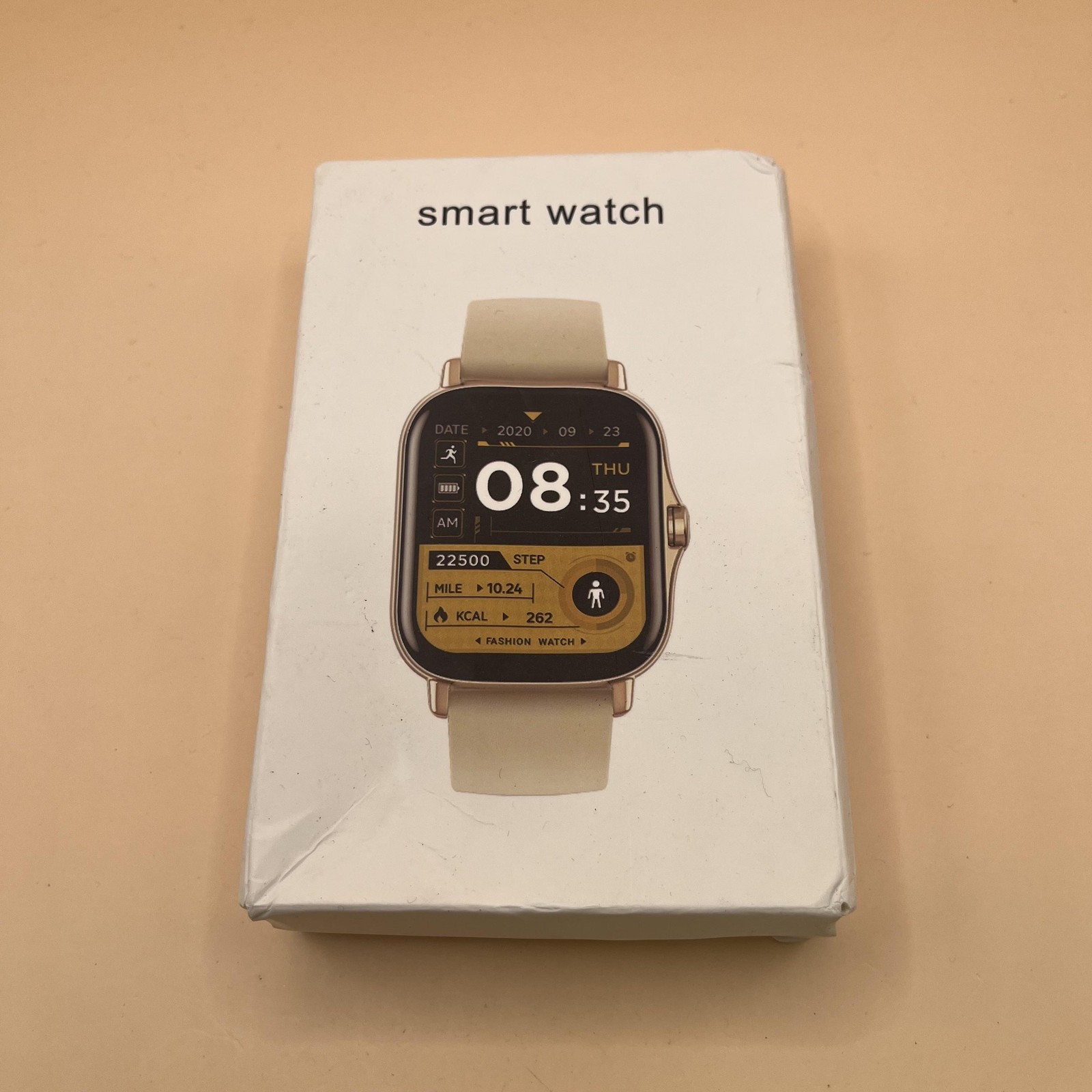 Unbranded Smart Watch Bluetooth Touchscreen Fitness Tracker Beige Band New Box