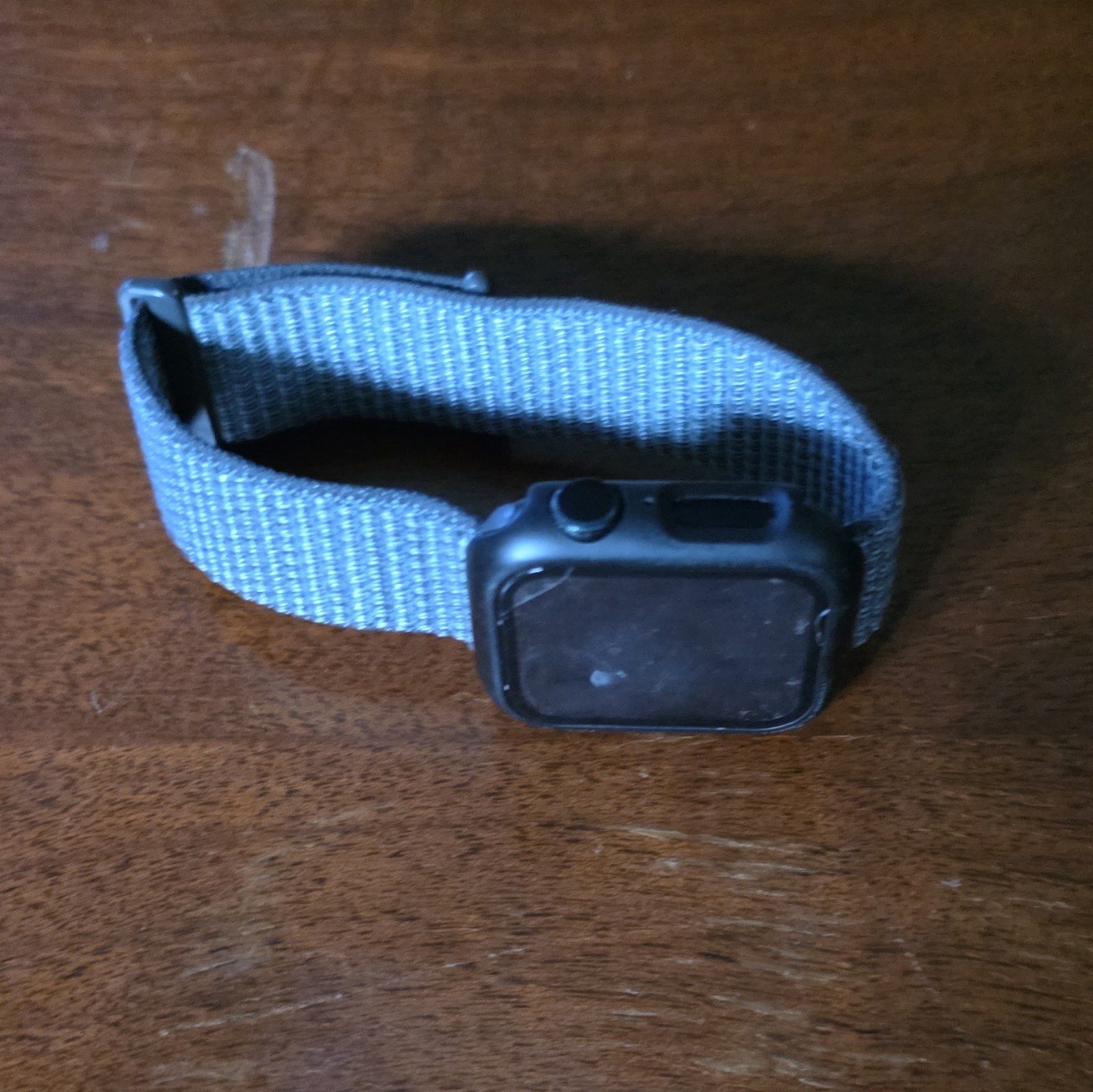 Apple Watch 44mm Aluminum Black Case GPS Touchscreen iOS Blue Fabric Band