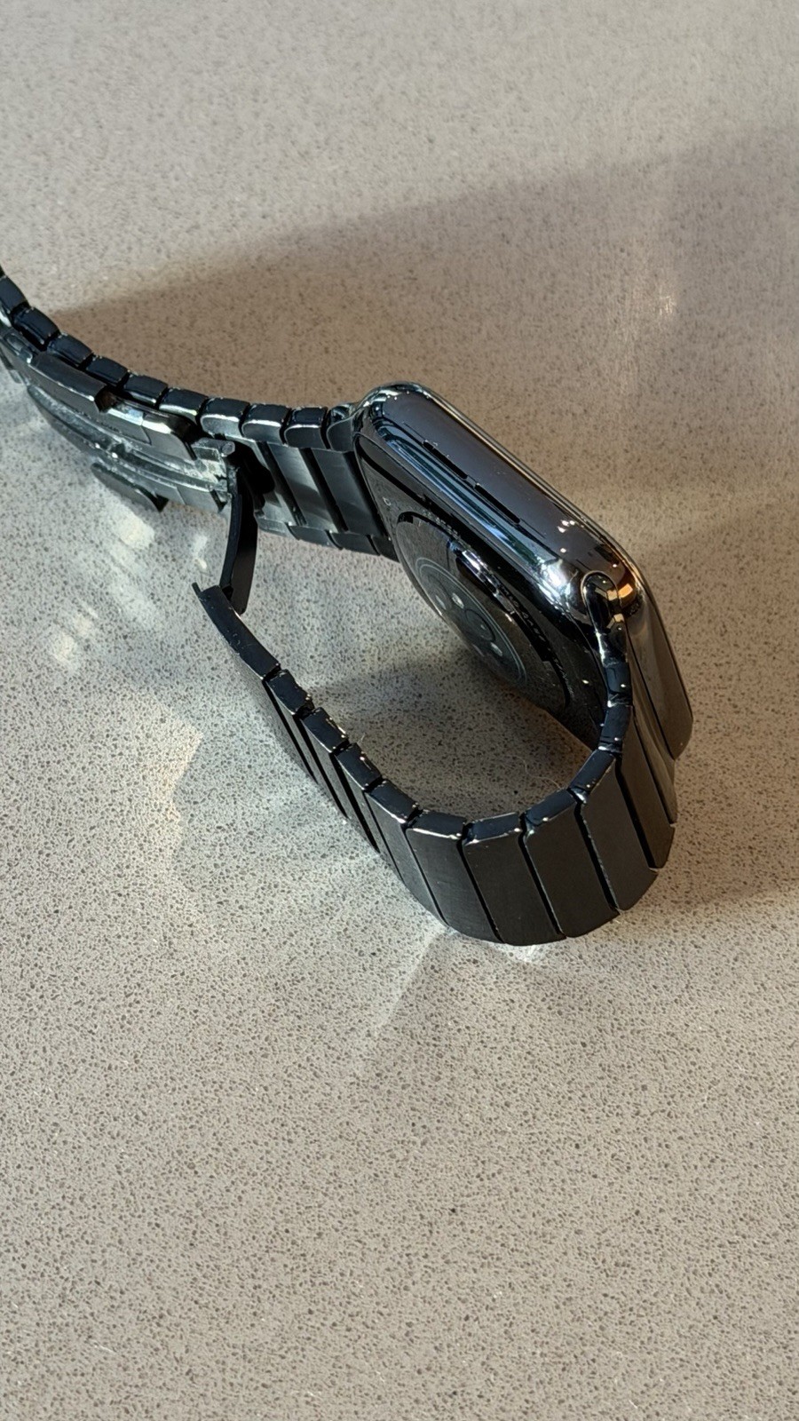 Apple Watch Series 6 44mm Graphite Stainless Steel Case with Black Sport Band –