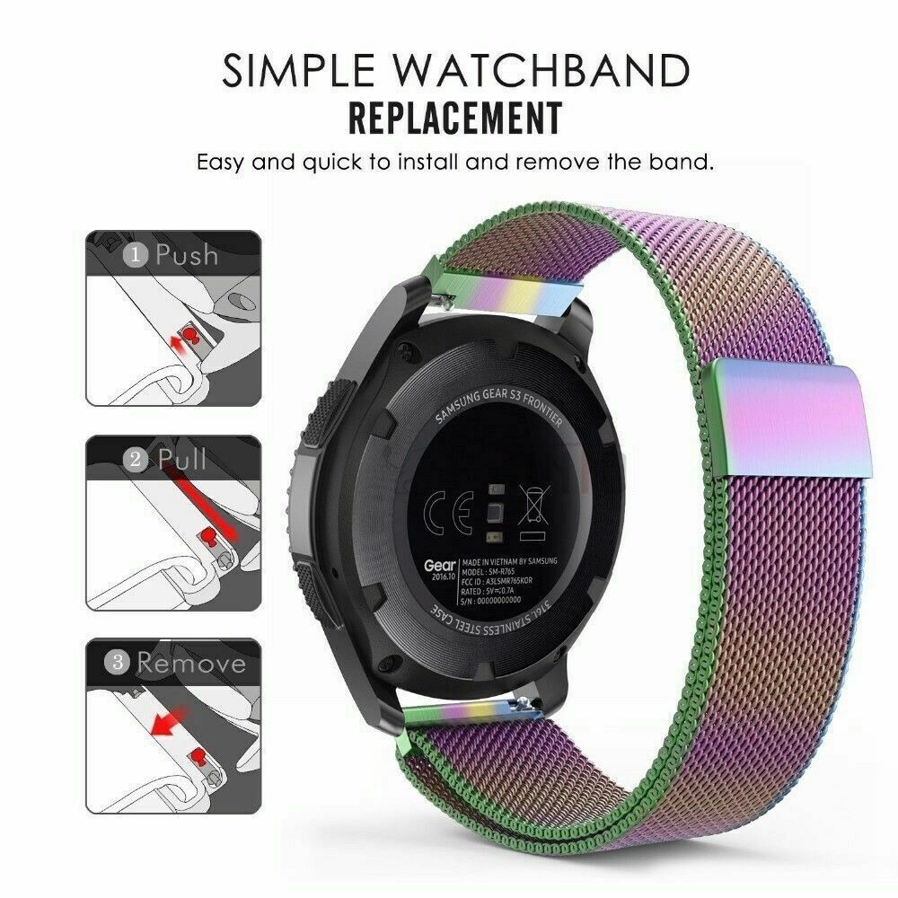 For Samsung Galaxy Watch 42 46mm/Active Mesh Milanese Stainless Steel Strap Band