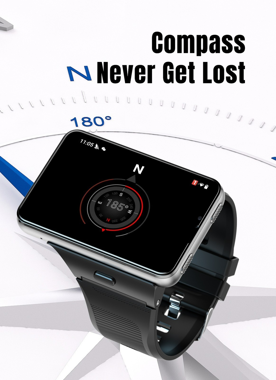 2.88in 4G Larger Screen Smart Watch Android 11 Dual Camera WIFI SIM Support