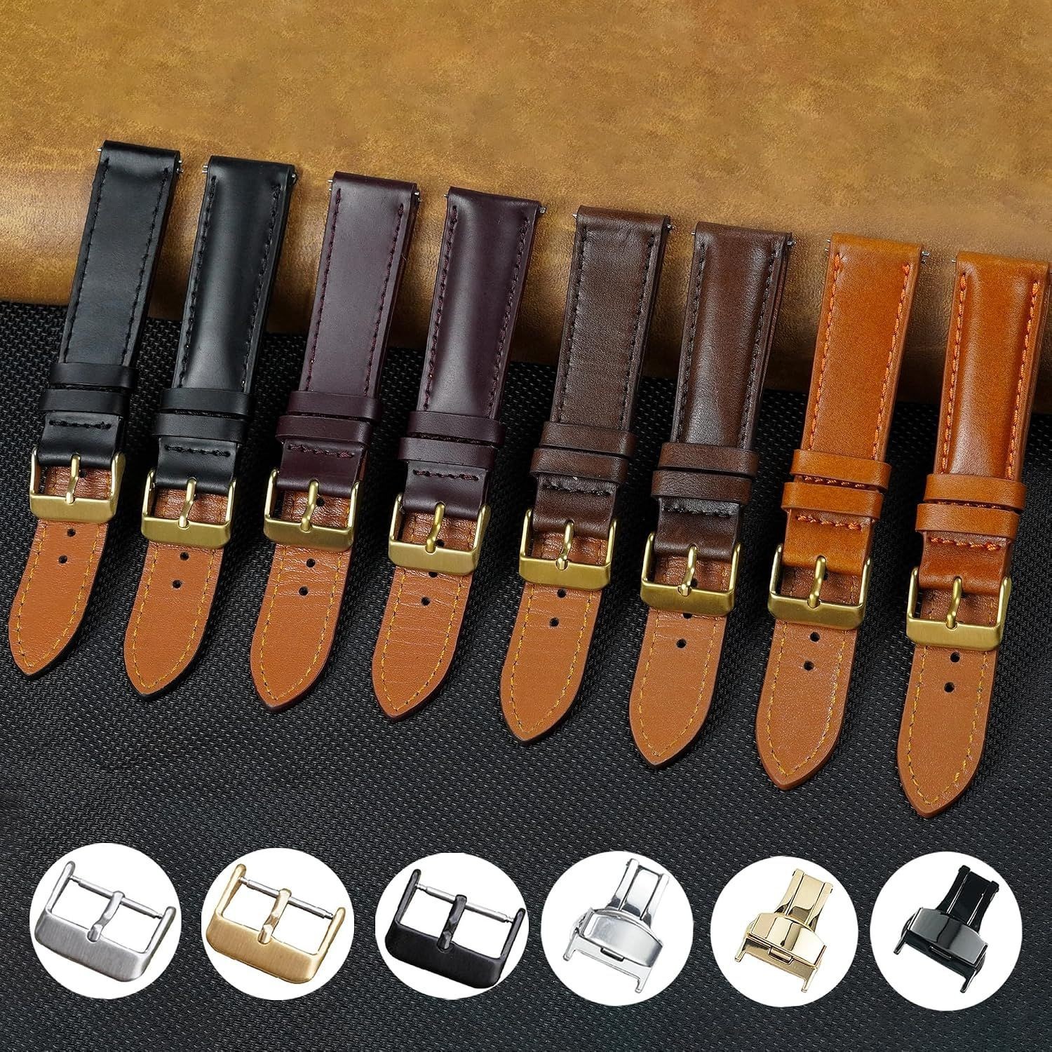 Strap Only For Men’s Watches | Vintage Cowhide Leather, Quick Release, Soft Leat