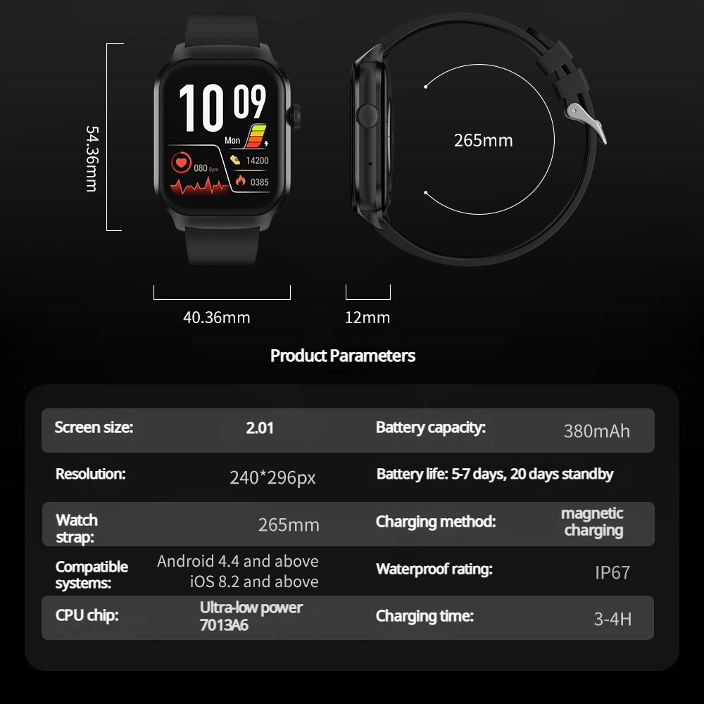 Smart Watch Fitness Tracker 2.01 HD Bluetooth Call Heart Rate SpO2 for Men Women