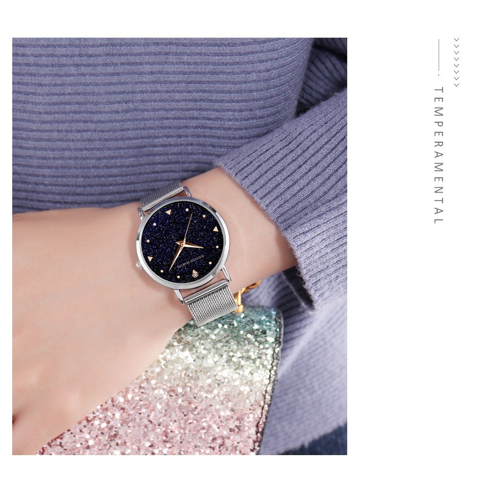 Japan Quartz Movement Stainless Steel Mesh Band Watch Waterproofing For Women