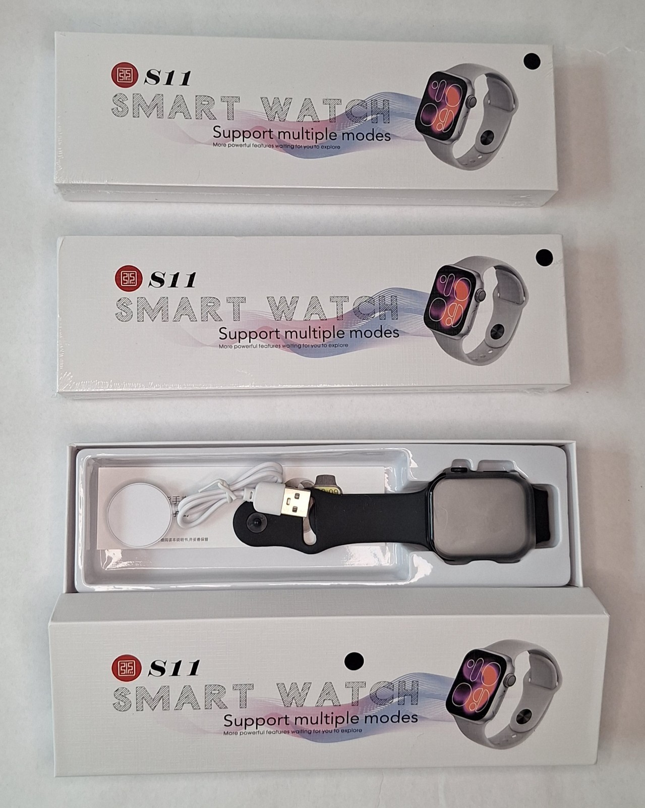 NEW S11 Smart Watch Health Fitness Tracker Bluetooth iOS Android Lot of 3 Black