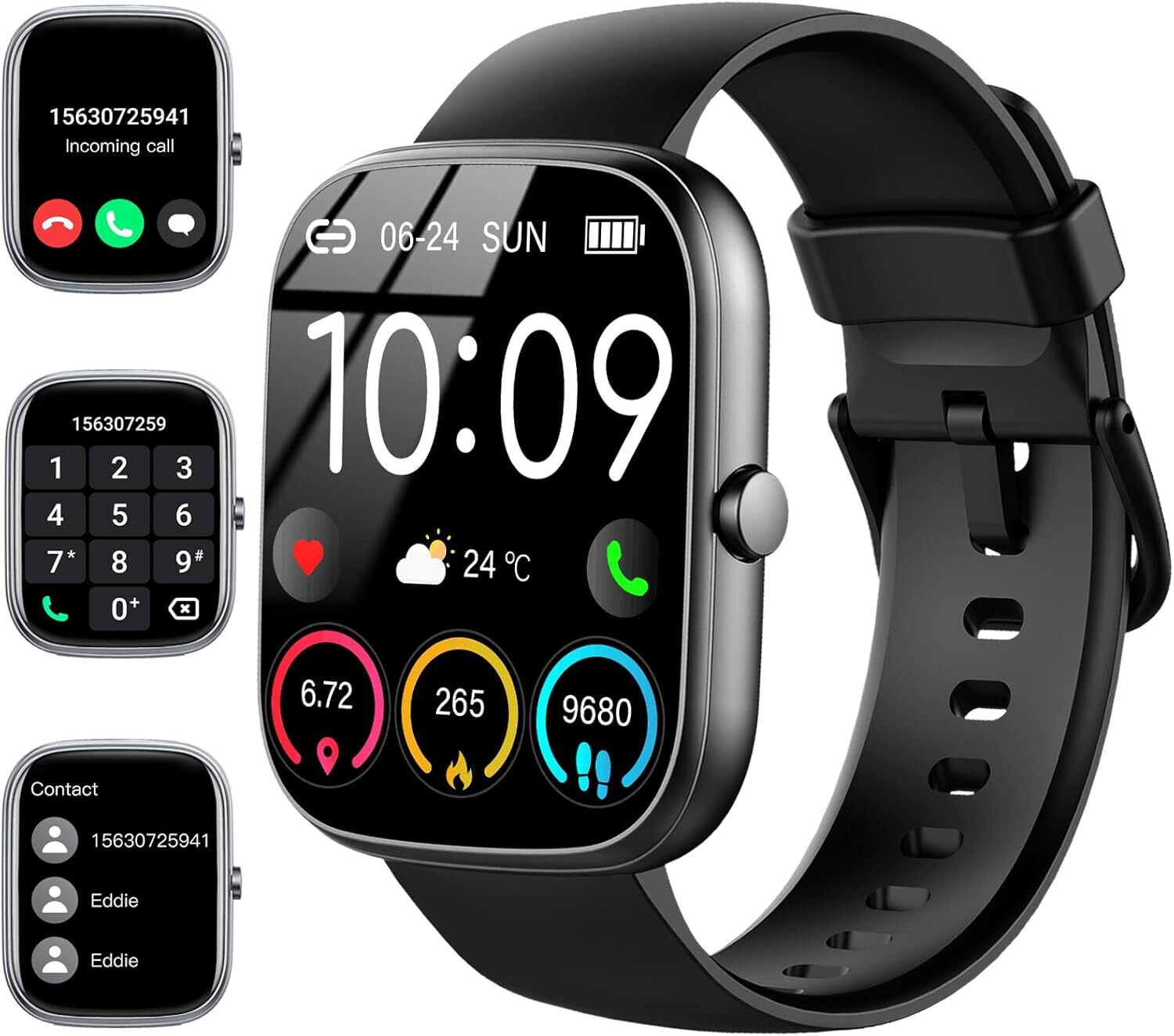 Smart Watch For Men/Women Waterproof Heart Rate/Sleep Monitor Bluetooth – Black