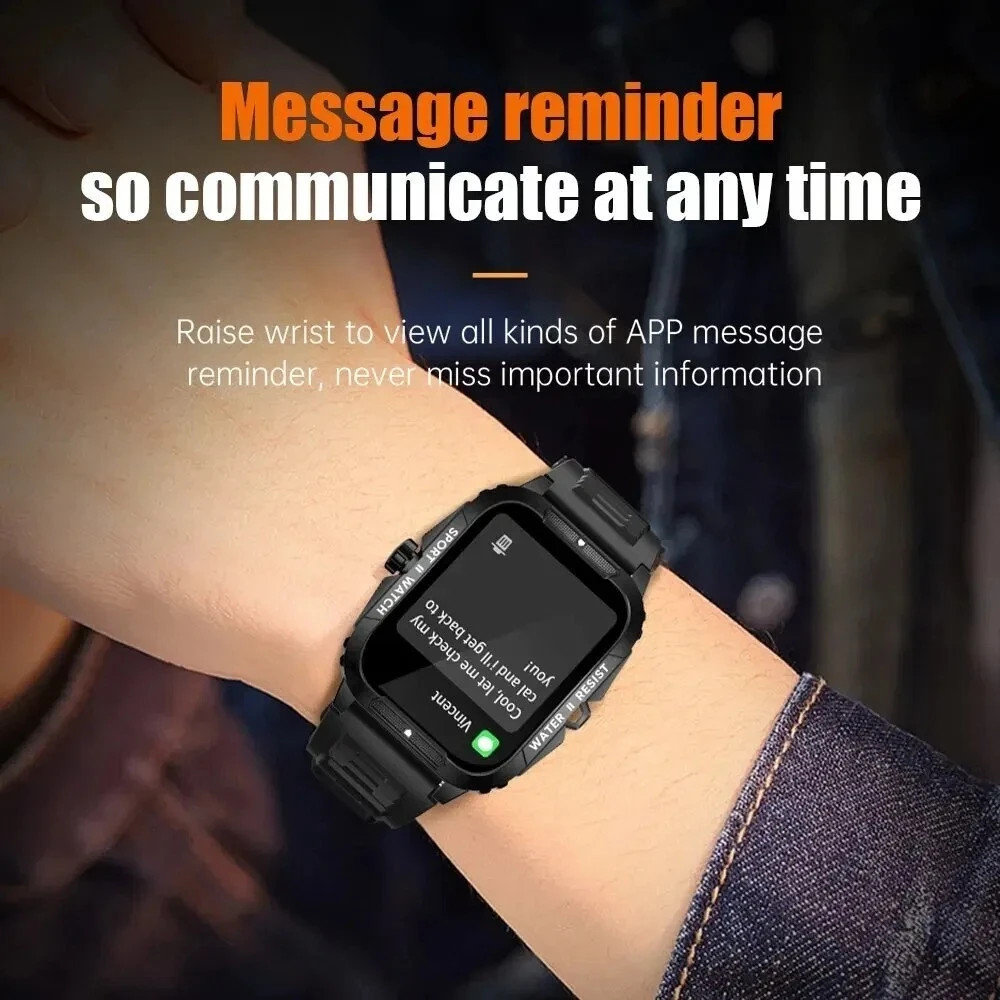 1.96″ Bluetooth Smart Watch Fitness Tracker for iPhone Android Heart Rate IP67