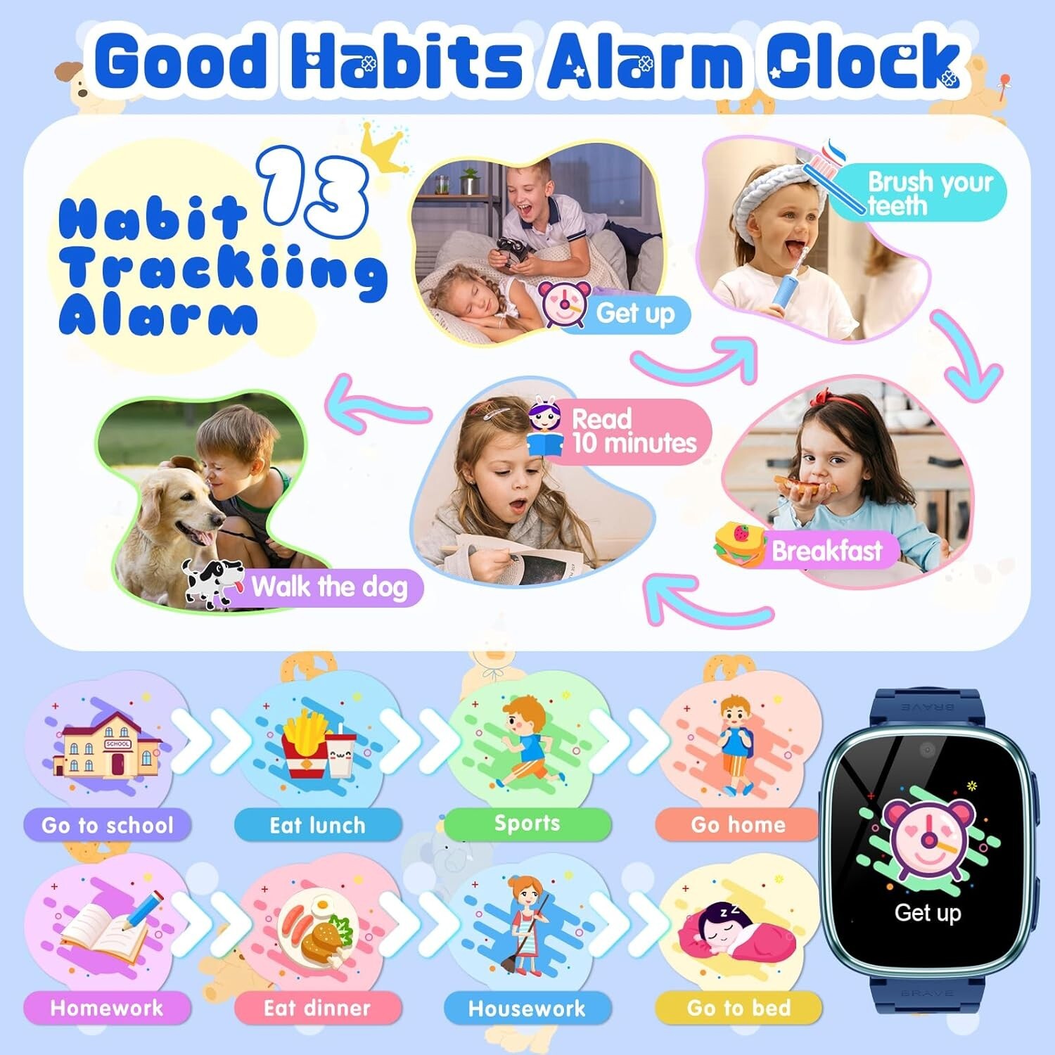 Touch Screen Kid’s Smart Watch with 15 Games Video Camera Music Player Alarm