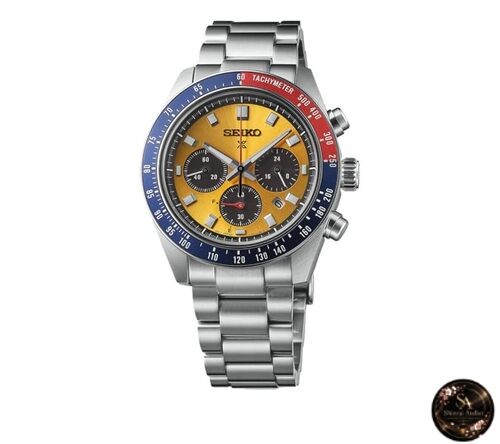 SEIKO Men’s SSC947 Prospex Speedtimer Watch Yellow Modern Design