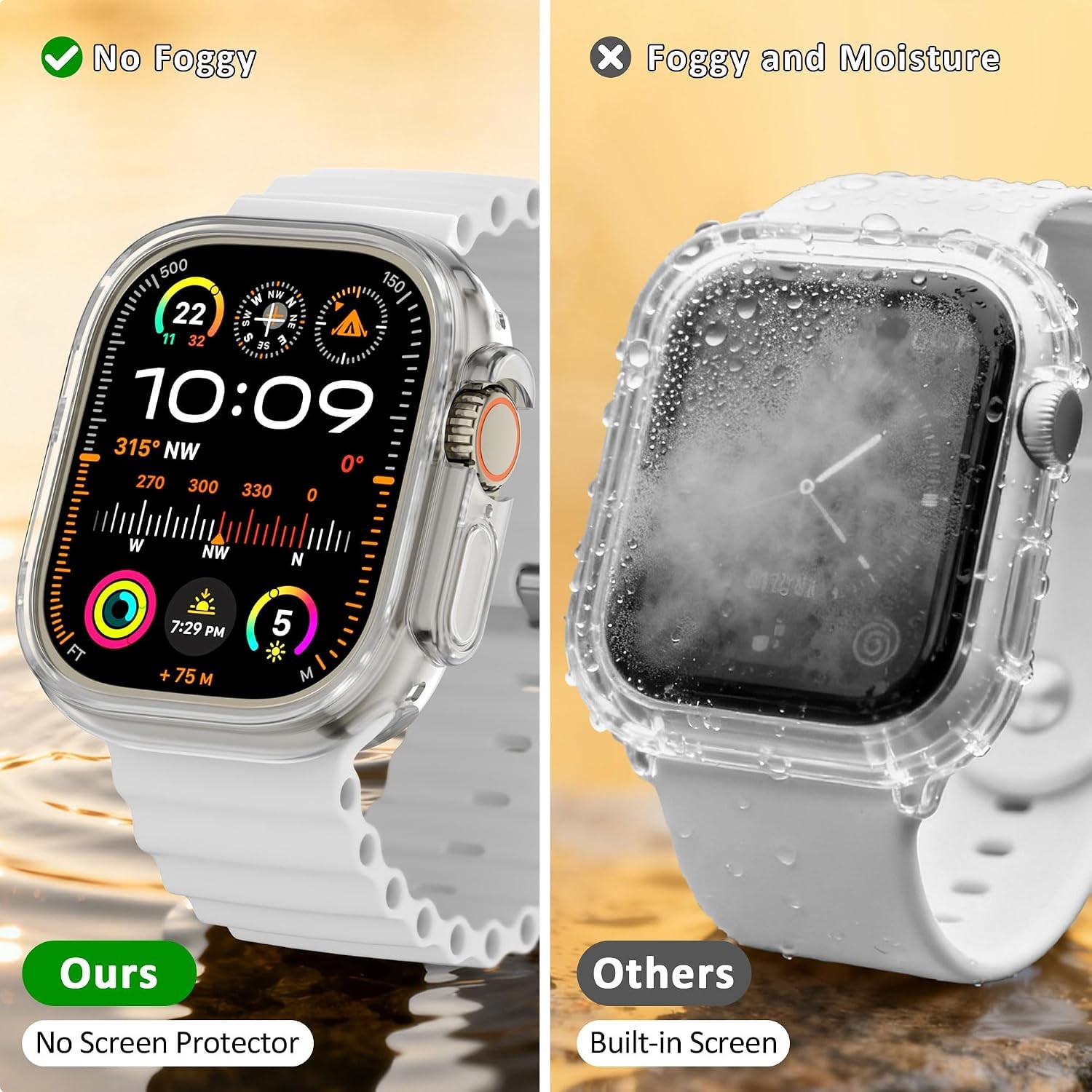 2 Pack Soft TPU Bumper Case for Apple Watch Ultra 49mm Slim Shockproof Cover