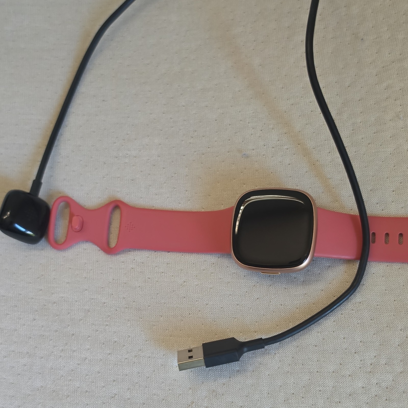 Fitbit Versa 2 Smartwatch 40mm Gold Aluminum Case Pink Silicone Band