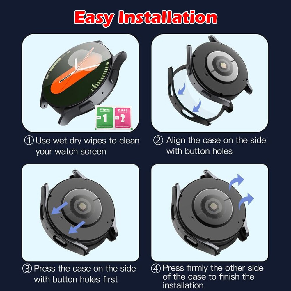 For Samsung Galaxy Watch 7 6 5 Ultra 40/44/47mm Hard Case Glass Screen Protector
