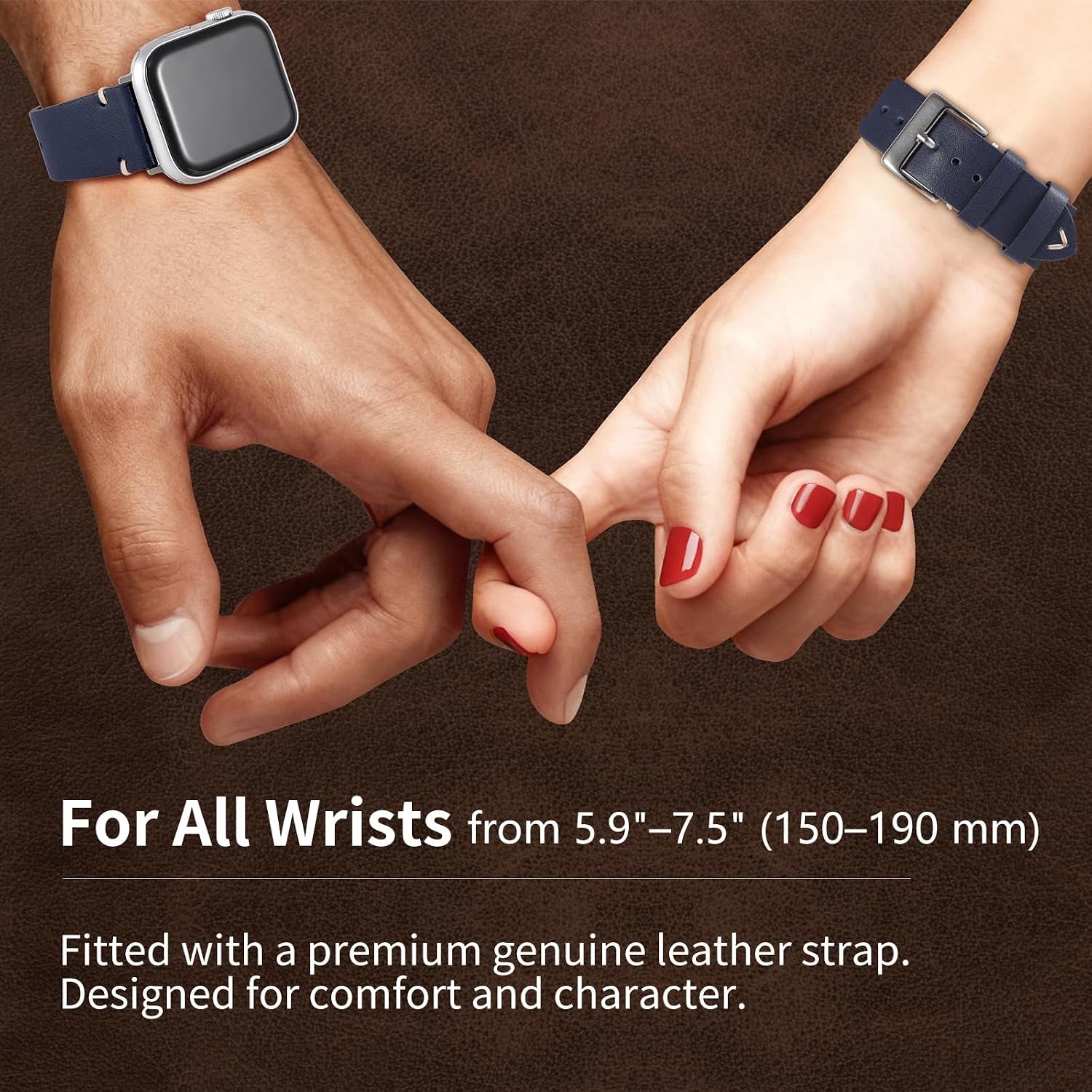 Durable Wide Genuine Leather Watch Band for Apple Watch 49mm 44mm, Compatible