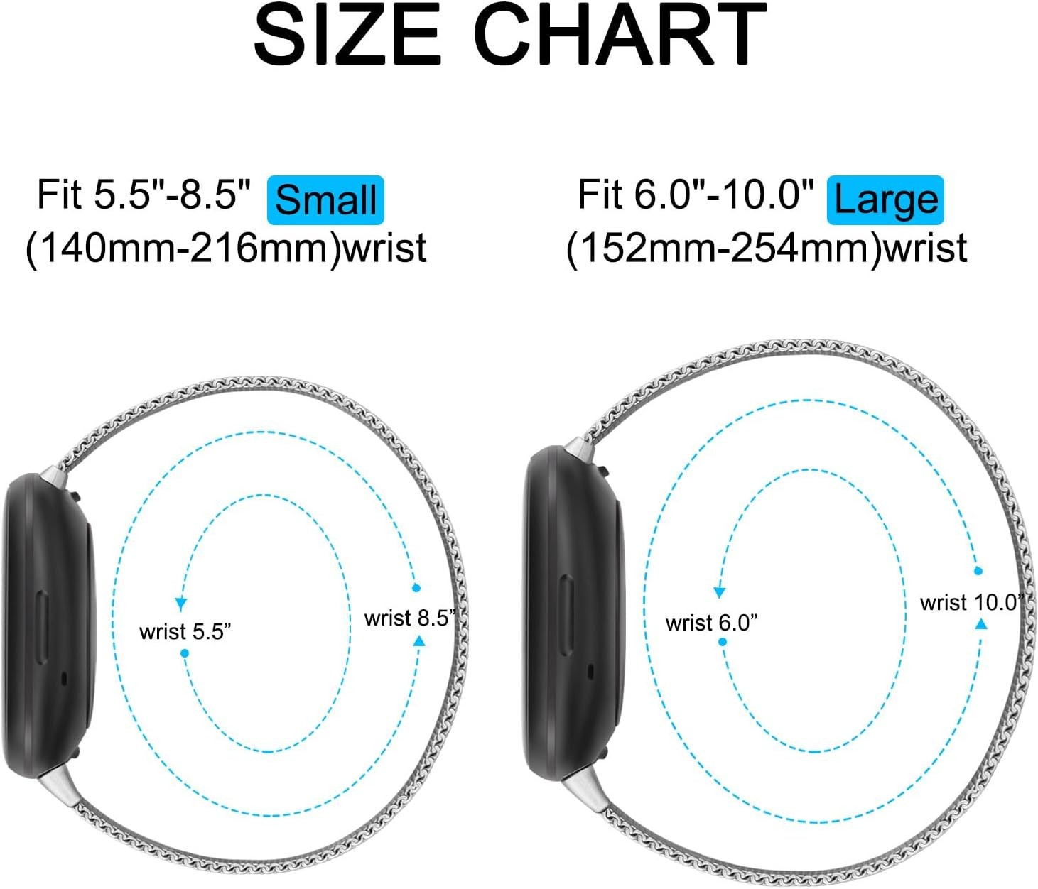 Stainless Steel Mesh Loop Strap Compatible with Fitbit Sense 2 / Versa 4