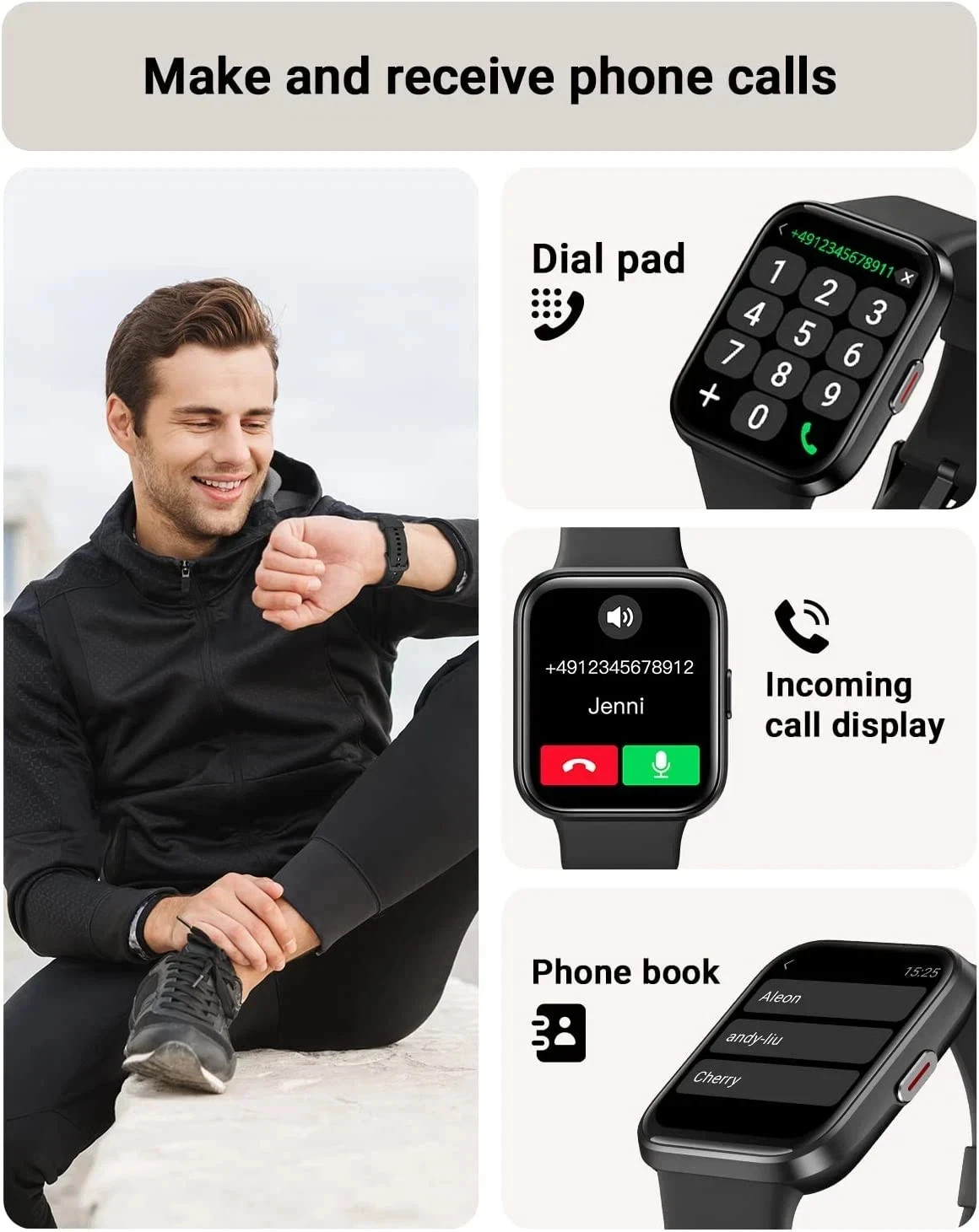 Tensky Smart Watch for Men/Women Android & iPhone, Alexa Built-in, 1.8″ Touch Sc