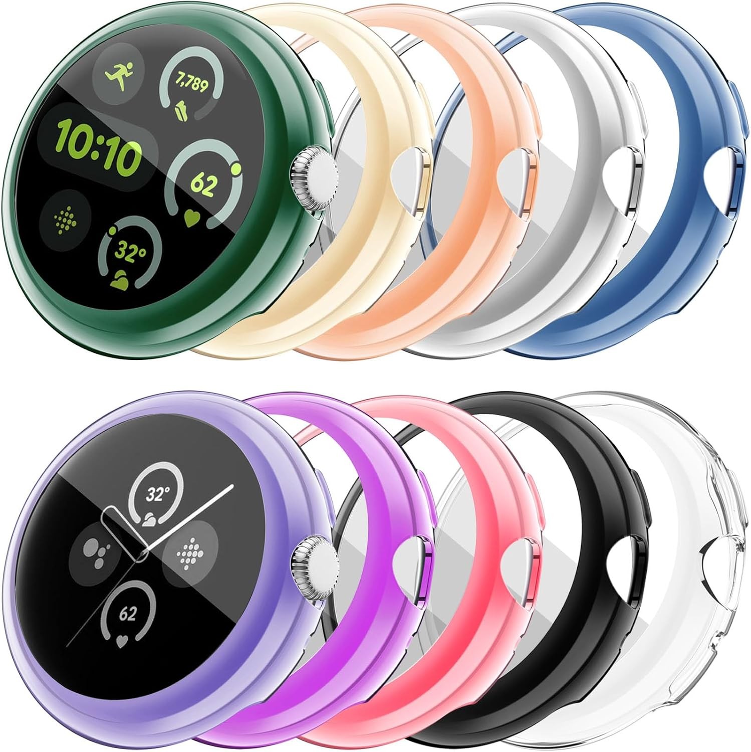 10-Pack Screen Protector TPU Watch Cases for Google Pixel Watch 41mm, Scratch-Re