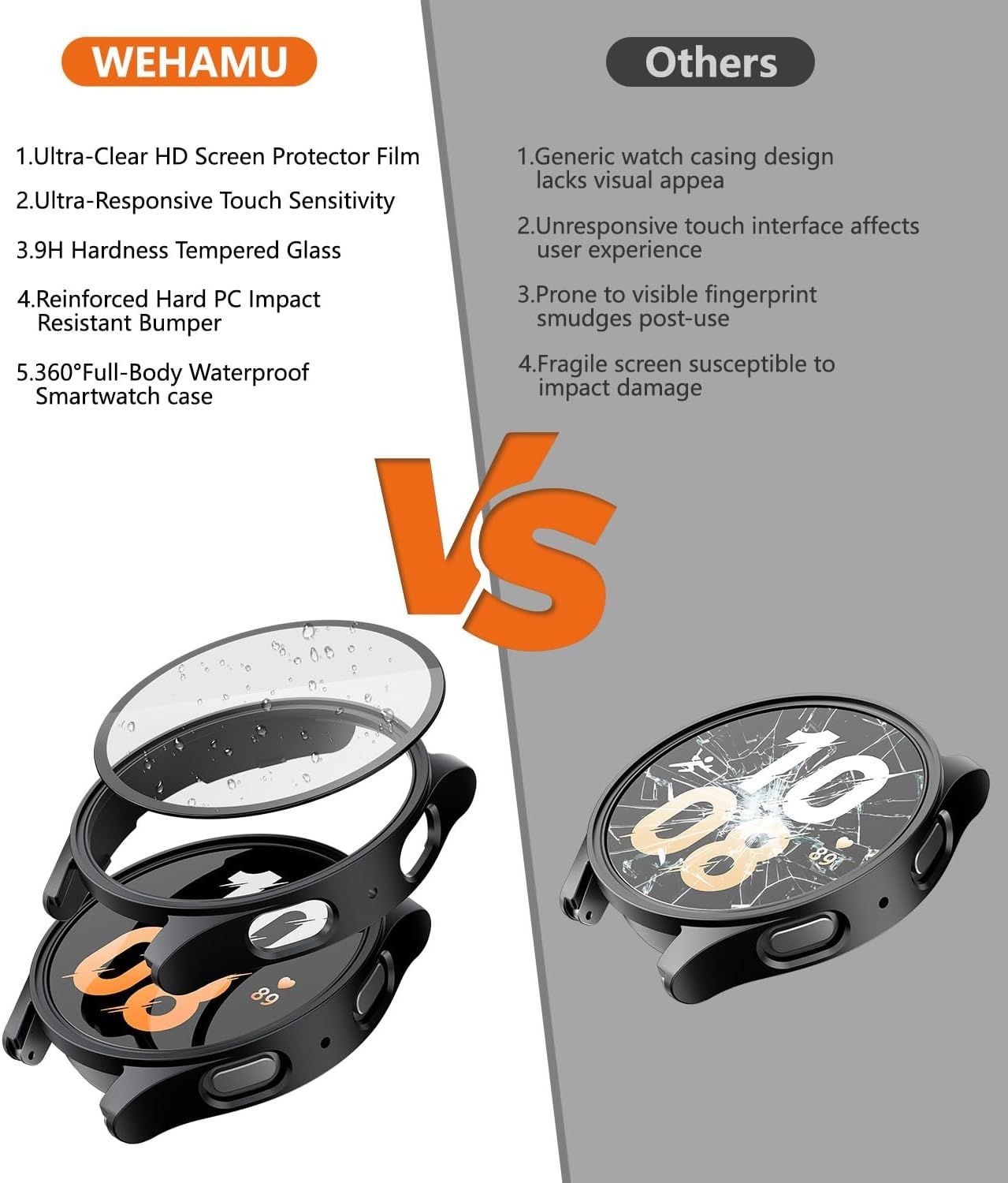 Only Case For Samsung Galaxy Watch 7 40mm Rugged PC Material Bumper