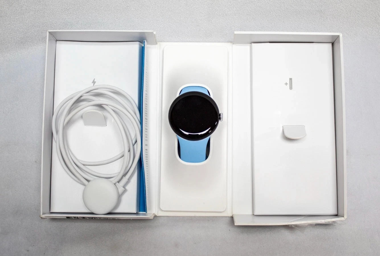 Google Pixel Watch 2 Polished Silver Aluminum Case / Bay Active Band Wifi New