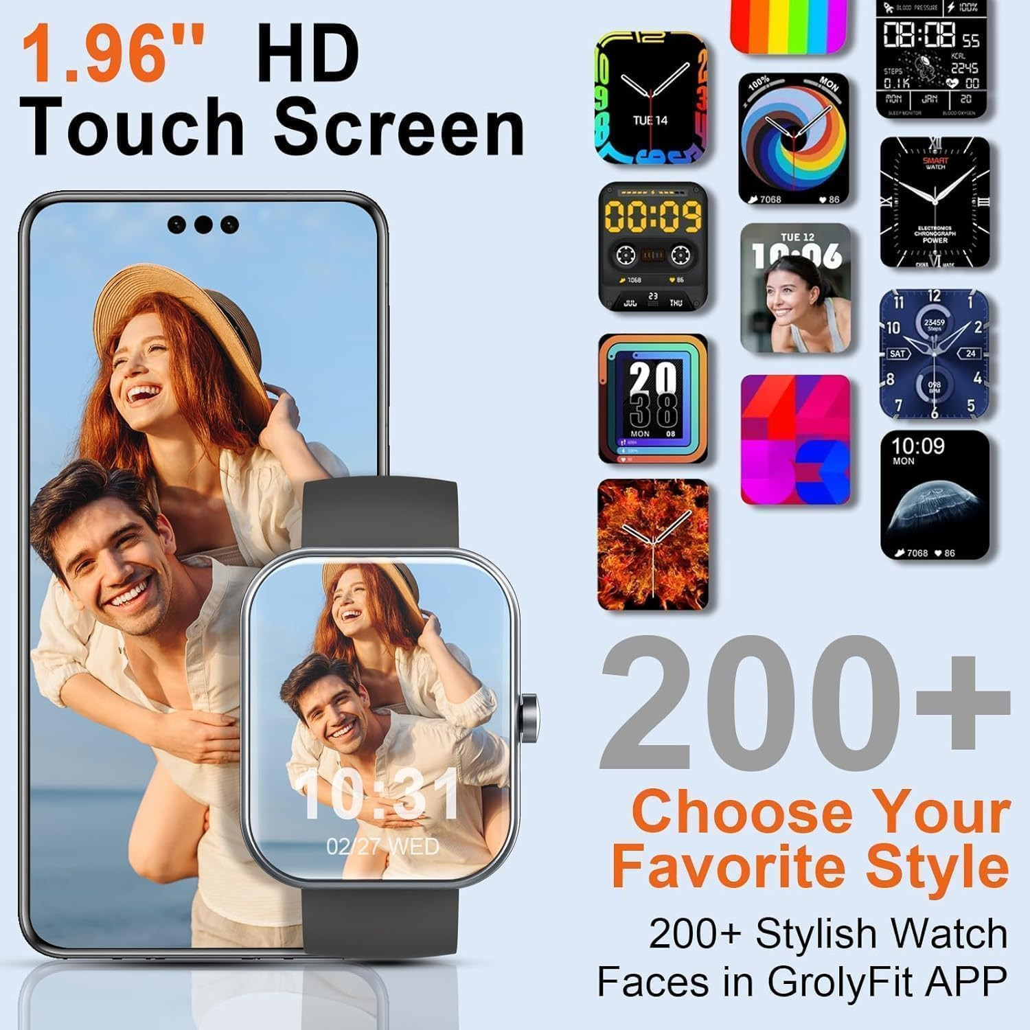 Smart Watch for Men Women(Answer/Make Calls), 2026 New 1.96″ HD Smartwatch, Fitn