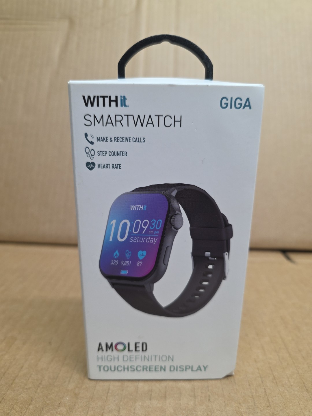 NIB WITHit Giga HD Amoled Touchscreen Smartwatch (42/9002GYBKW) Black