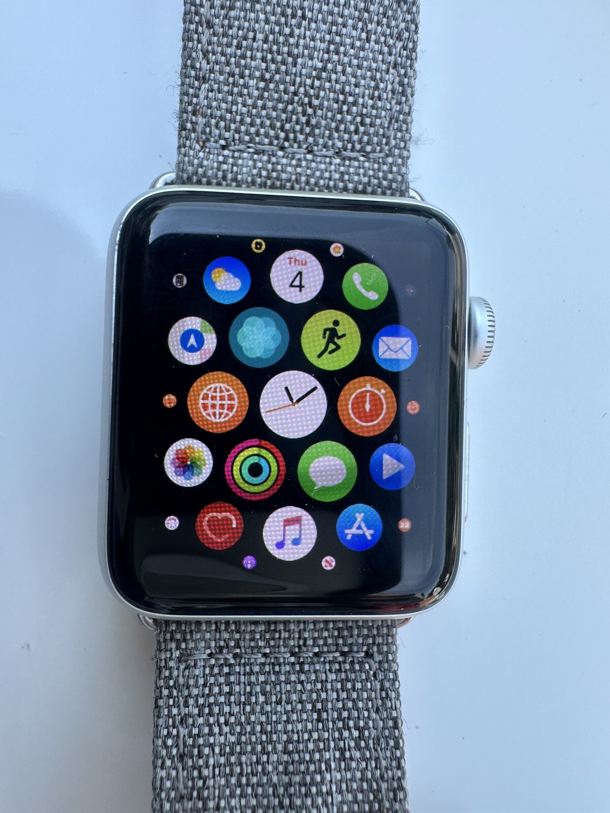 Apple Watch Series 2 42mm Silver Case Evutec Hand Band GPS Watch A1758 Unlocked