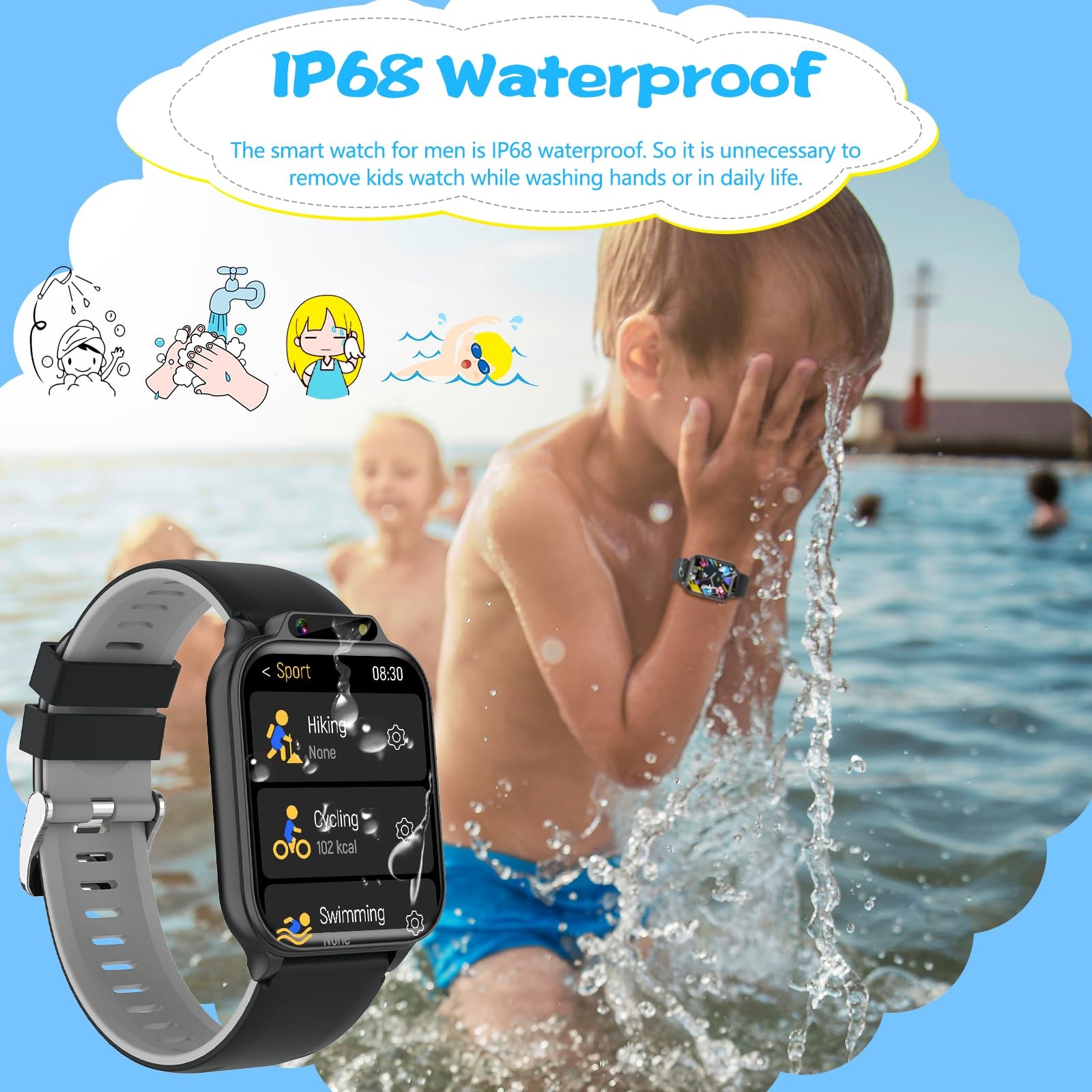 1.85″ Kids Watch, AI(Translation/Q&A/Watch Face/Image Recognition)Smartwatche…