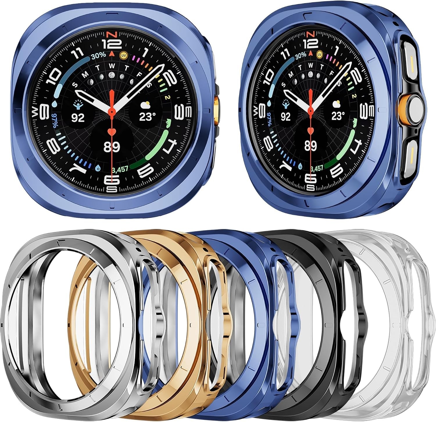 5 Pack Case for Samsung Galaxy Watch Ultra 47mm Scratch Resistant TPU Bumper
