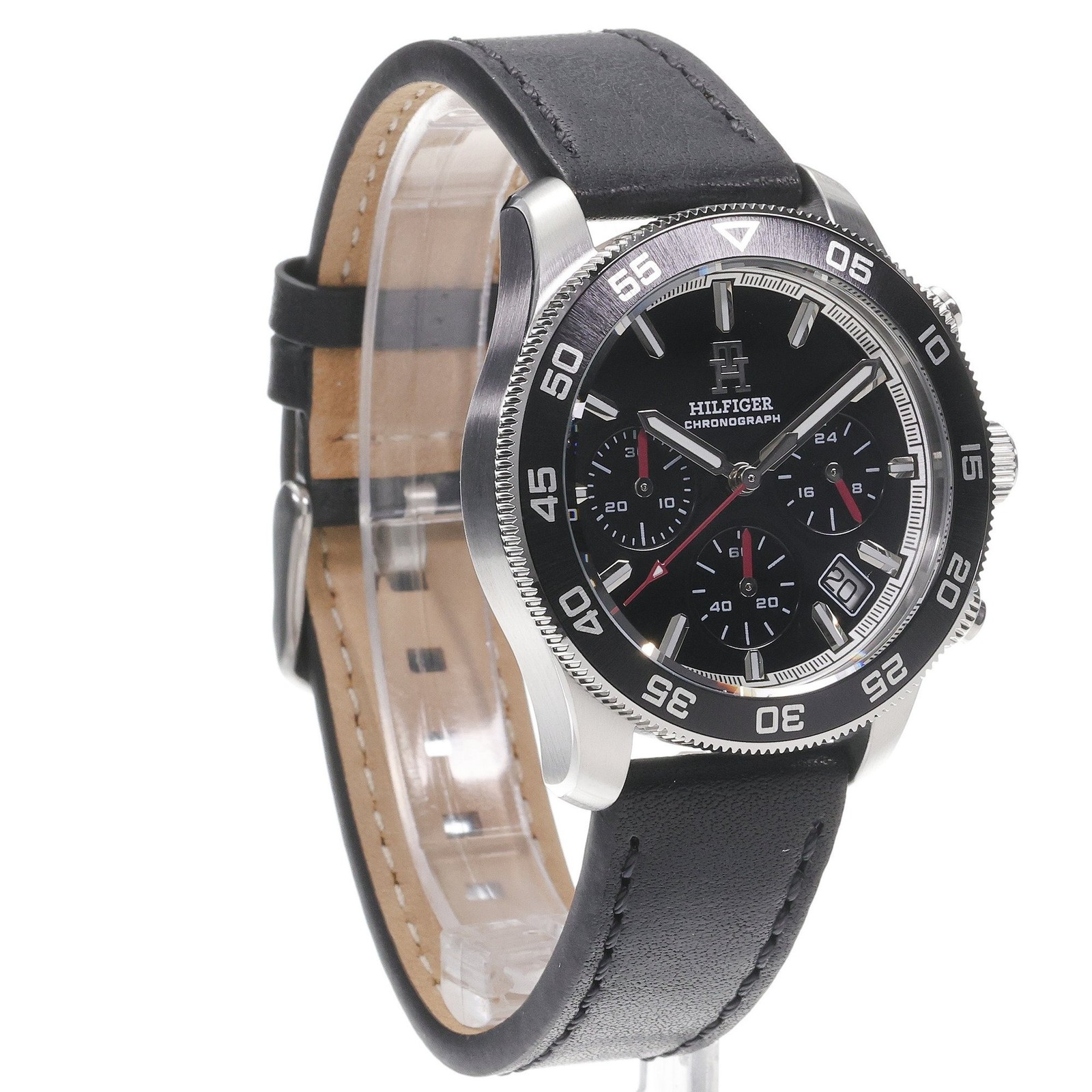 Tommy Hilfiger TH85 Men’s Quartz Chronograph Watch 1792162 Black Dial Leather
