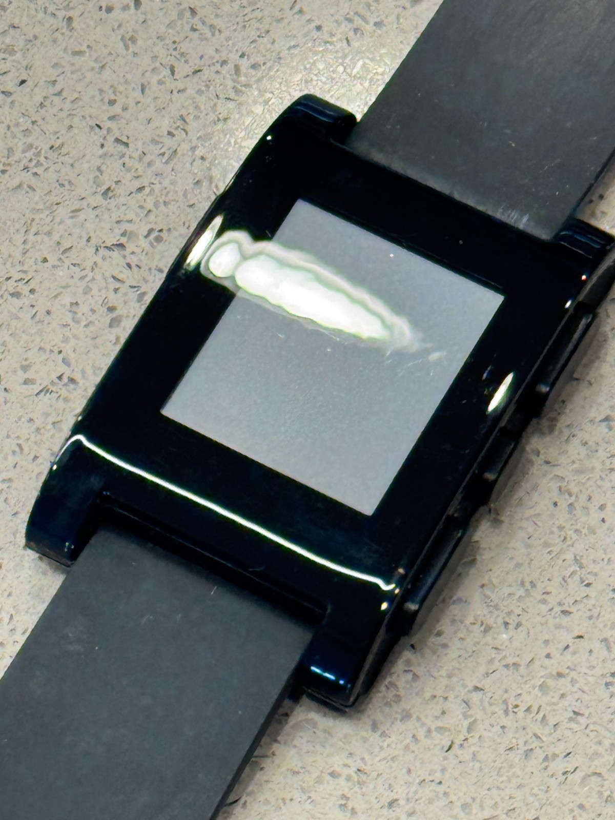 Pebble Classic Kickstarter Edition Smartwatch Black FOR PARTS Boot Loop W/ Cord