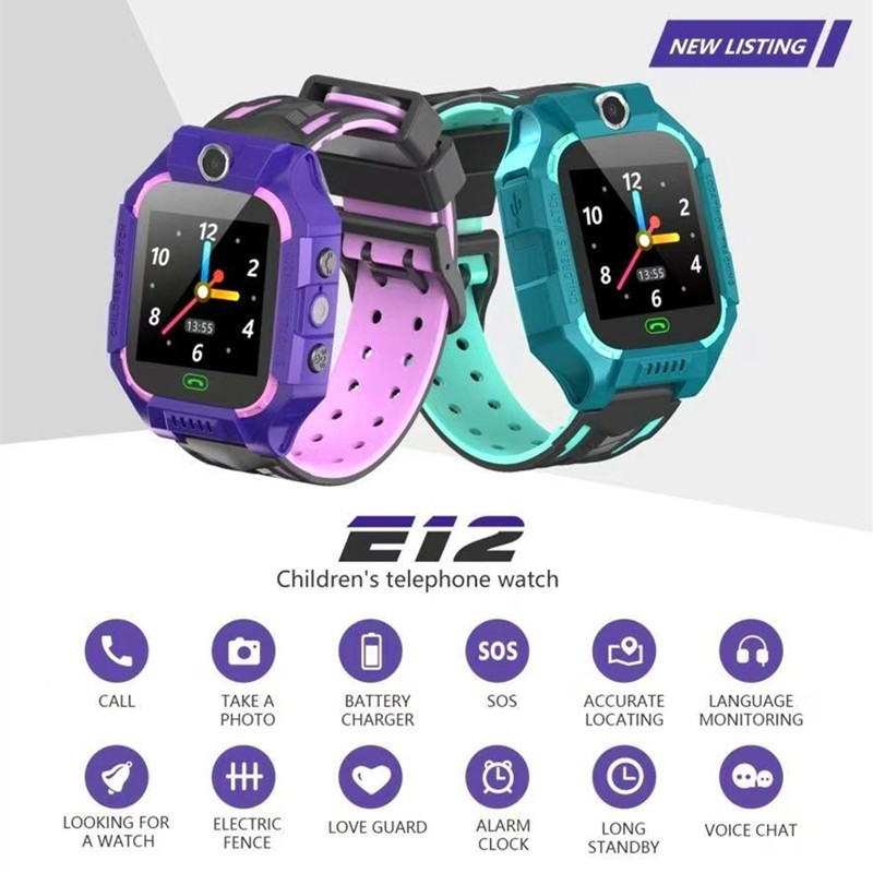Kids Smart Watch Camera GPS Tracker SOS Call Phone Watches For Boys Girls Black