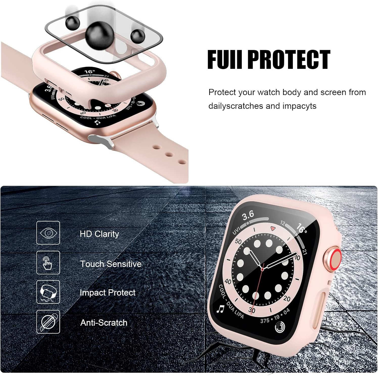 5 Pack Case with Tempered Glass Screen Protector for Apple Watch SE3 40mm