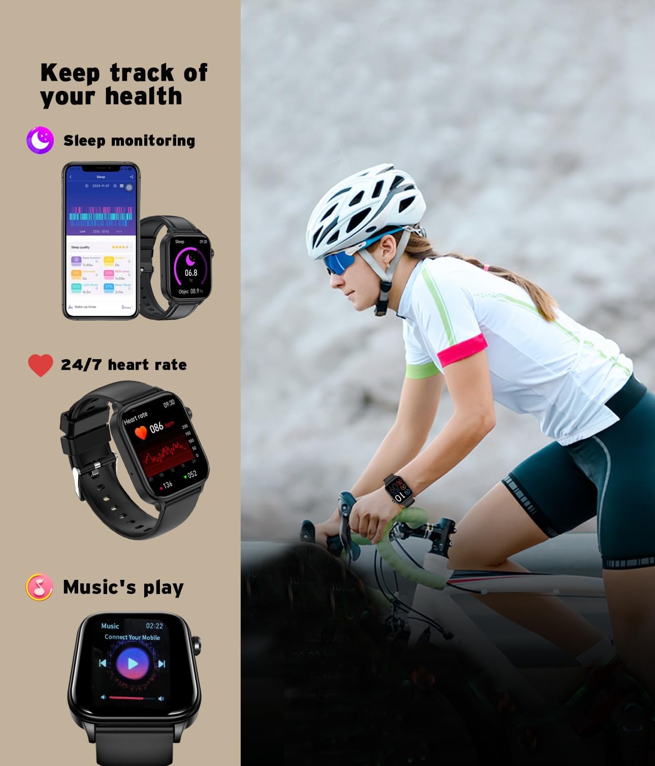 Geelouxian ET570 Smartwatch 1.96″ HD Touchscreen IP68 Waterproof Black for