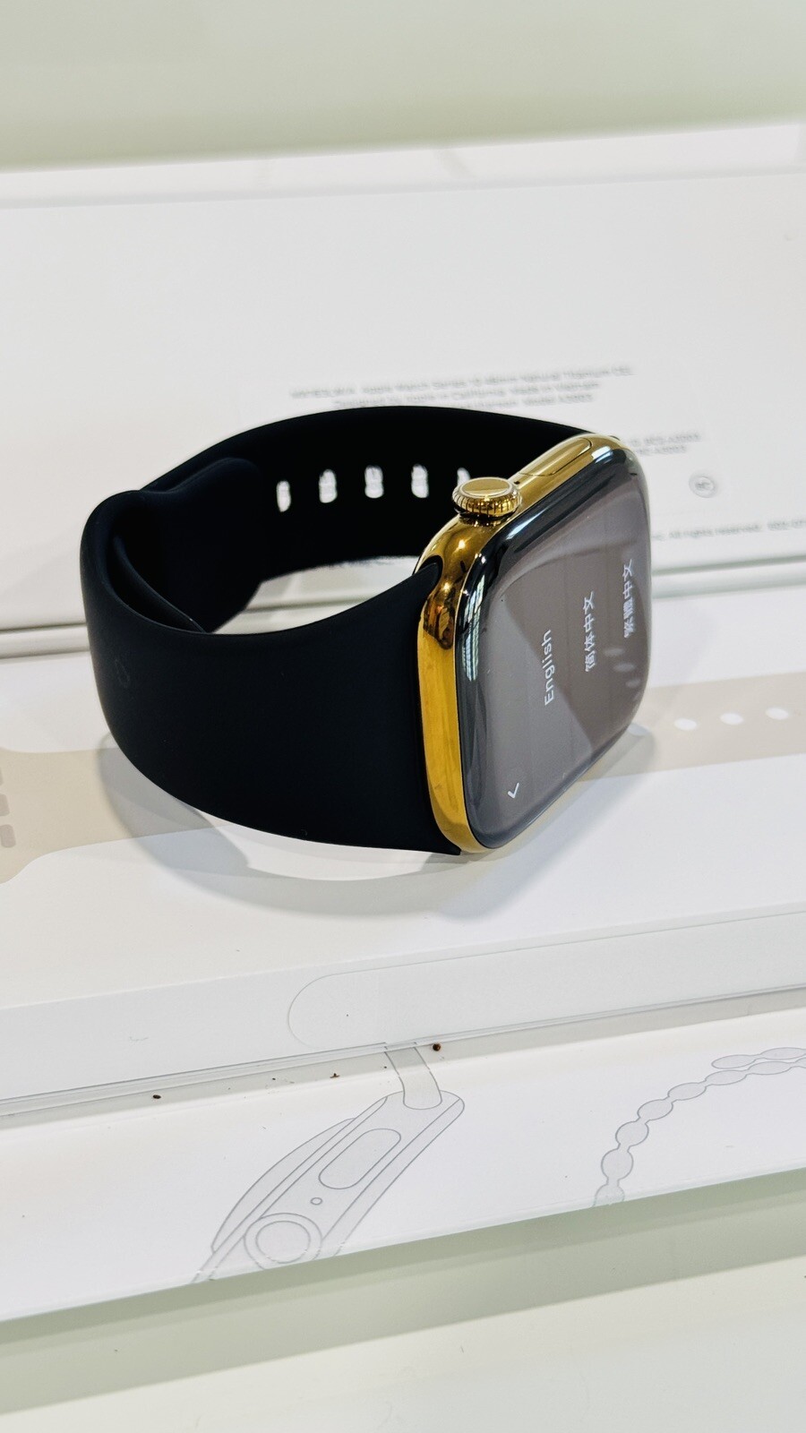 Custom Anodized Bright Gold 46MM Apple Watch SERIES 10 Gold Plated S Band Pin