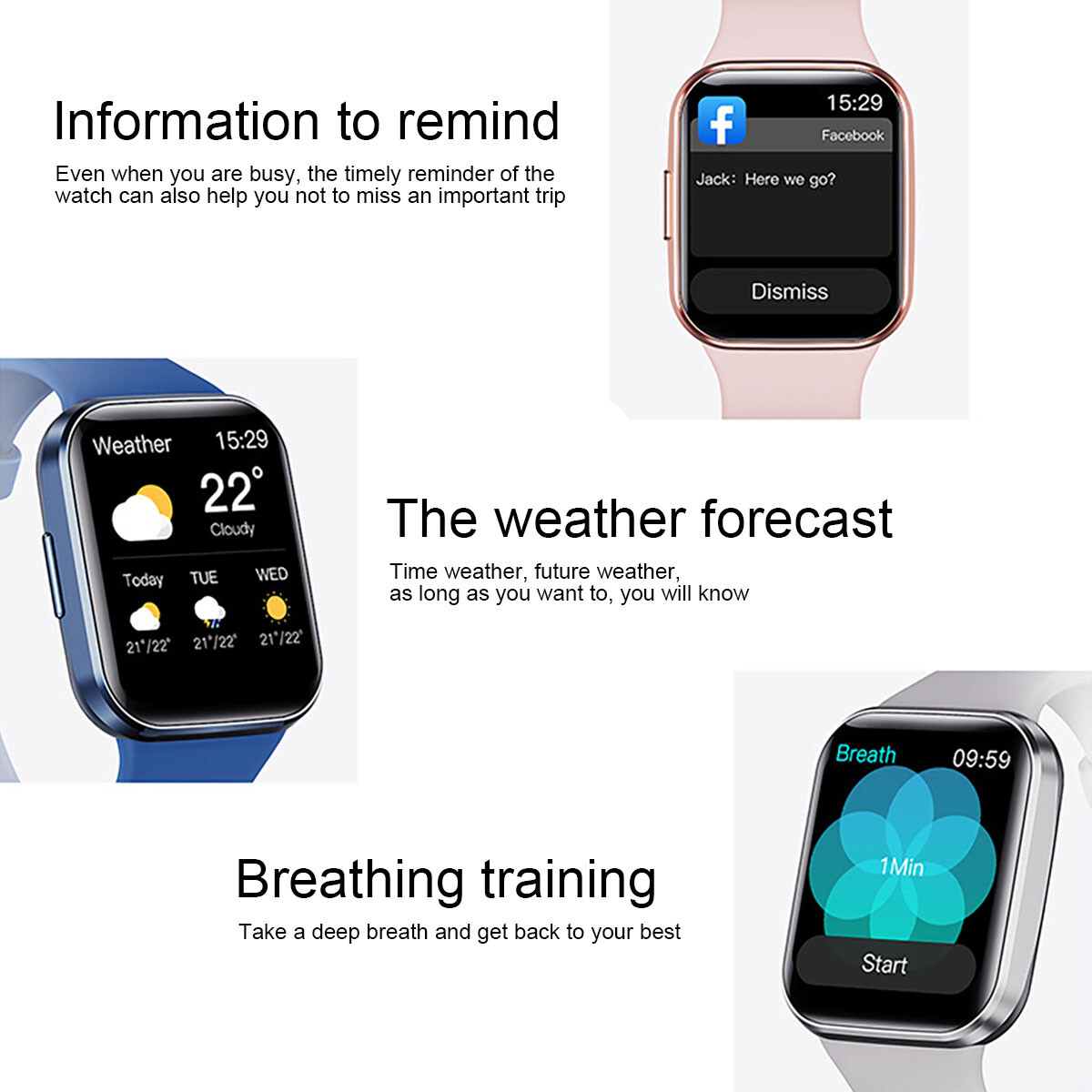 Smart Watch Men Women Waterproof Heart Rate Bluetooth for iOS Android Samsung