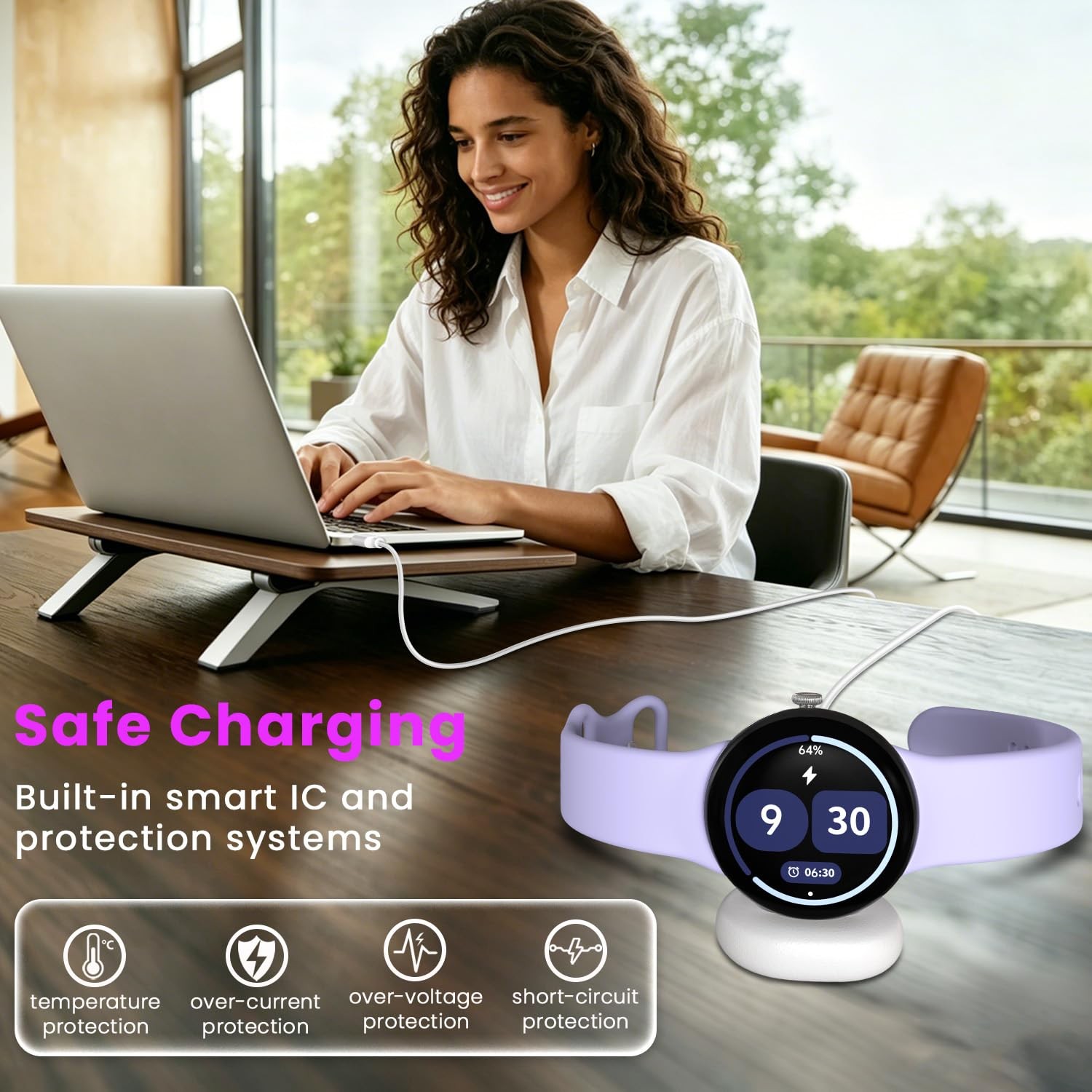 3.3FT USB C Charger Dock Compatible with Pixel Watch 4 Fast Charging Side Dock